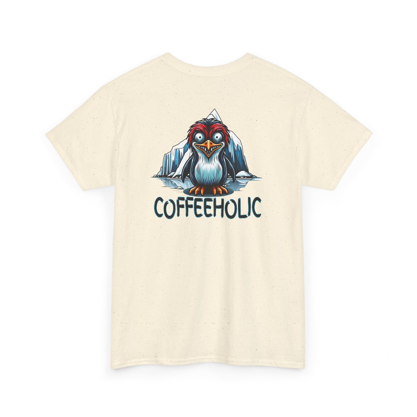 Coffeeholic Unisex Heavy Cotton Tee - Cute Penguin Design