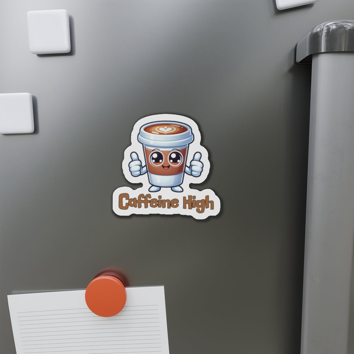 Cute Caffeine High Die-Cut Magnet - Coffee Lover's Decor