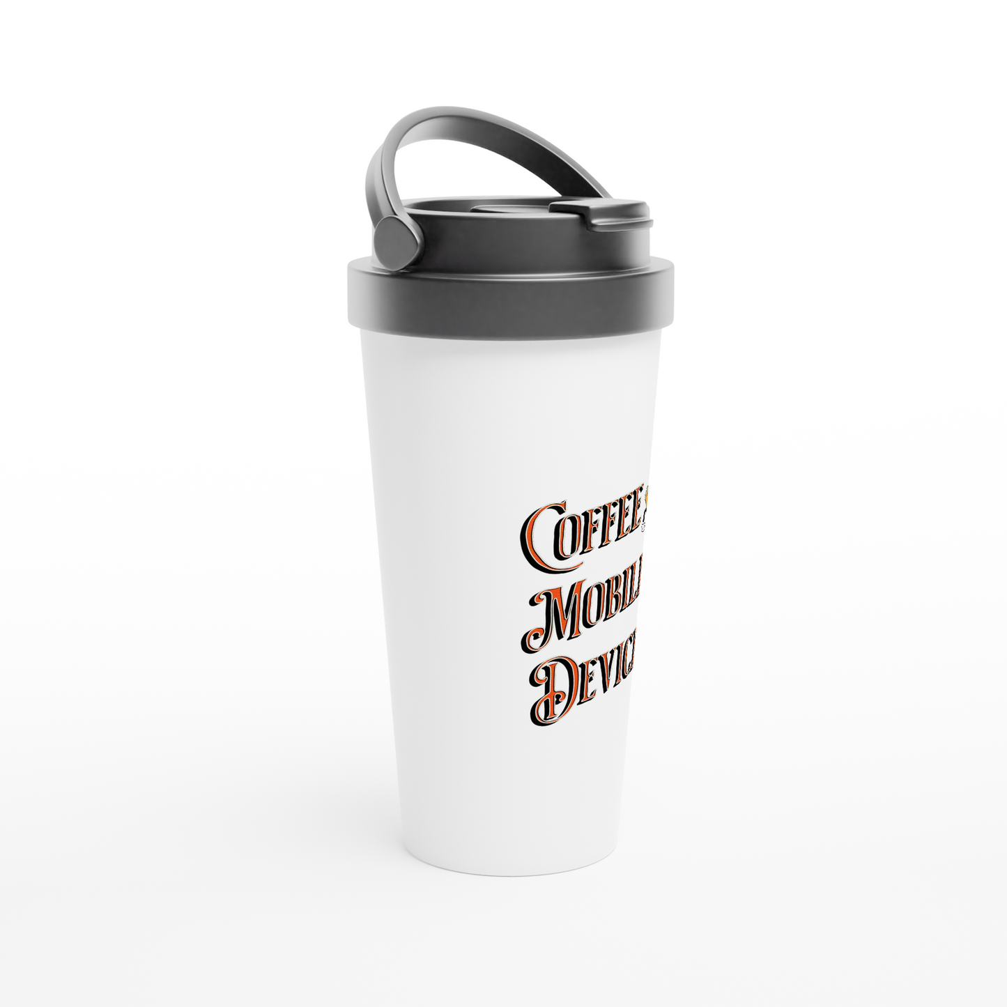 Coffee Mobile Device White 15oz Stainless Steel Travel Mug