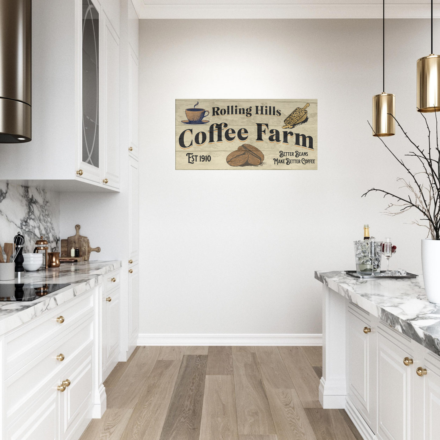 Rolling Hills Coffee Farm Canvas Prints on Java Good Coffee