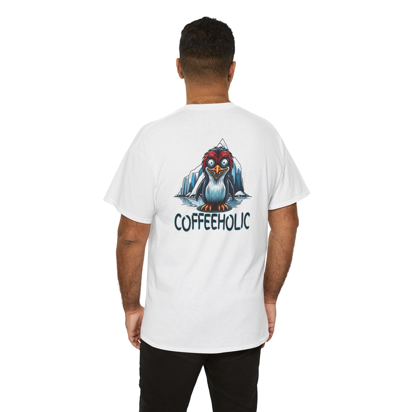 Coffeeholic Unisex Heavy Cotton Tee - Cute Penguin Design