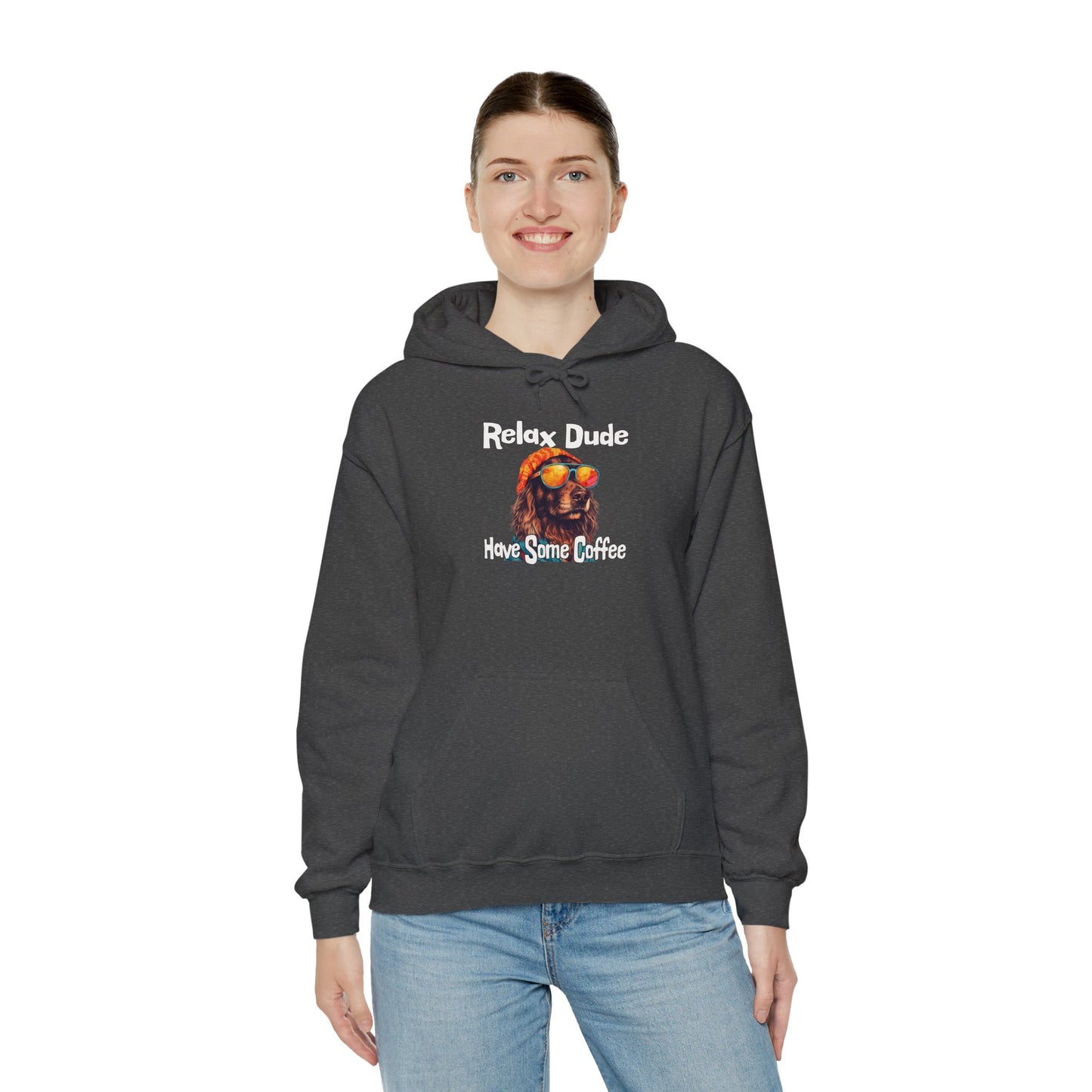 Relax Dude Have Some Coffee Unisex Heavy Blend™ Hooded Sweatshirt