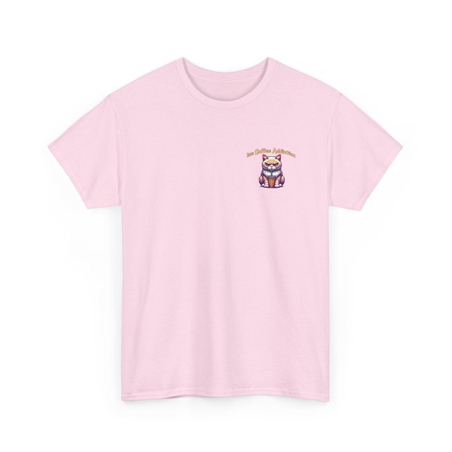 Ice Coffee Addiction Unisex Heavy Cotton Tee - Fun Cat Design