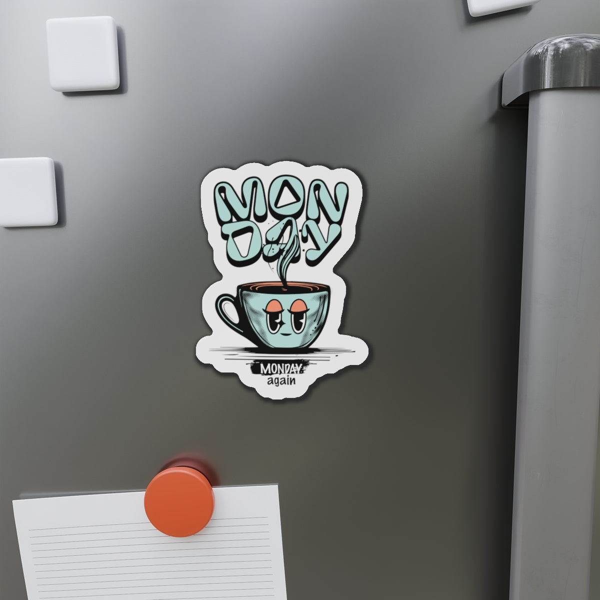 Whimsical Monday Coffee Die-Cut Magnet - Cheers to the New Week!