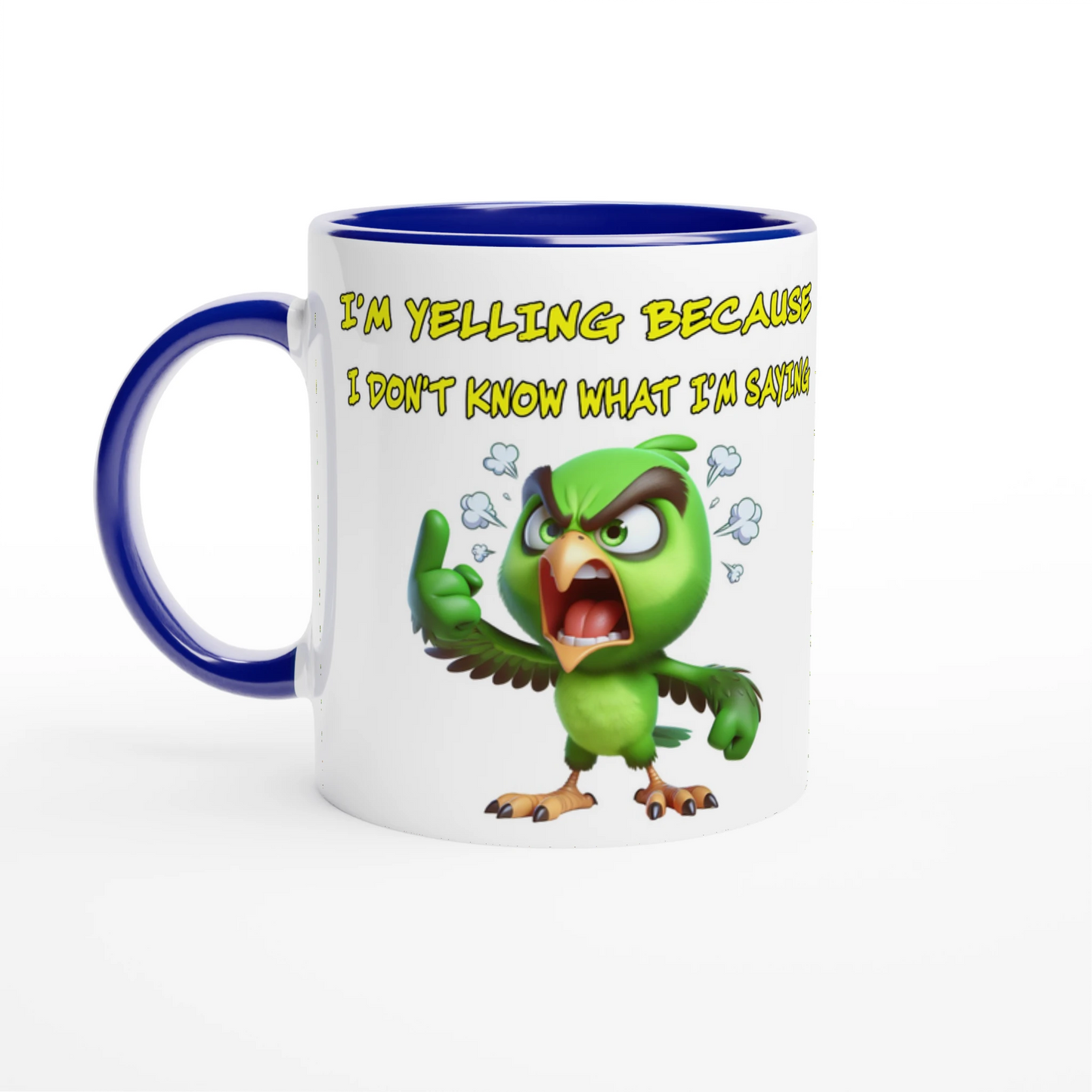 Yelling Bird White 11oz Ceramic Mug with Color Inside - Java Good Coffee