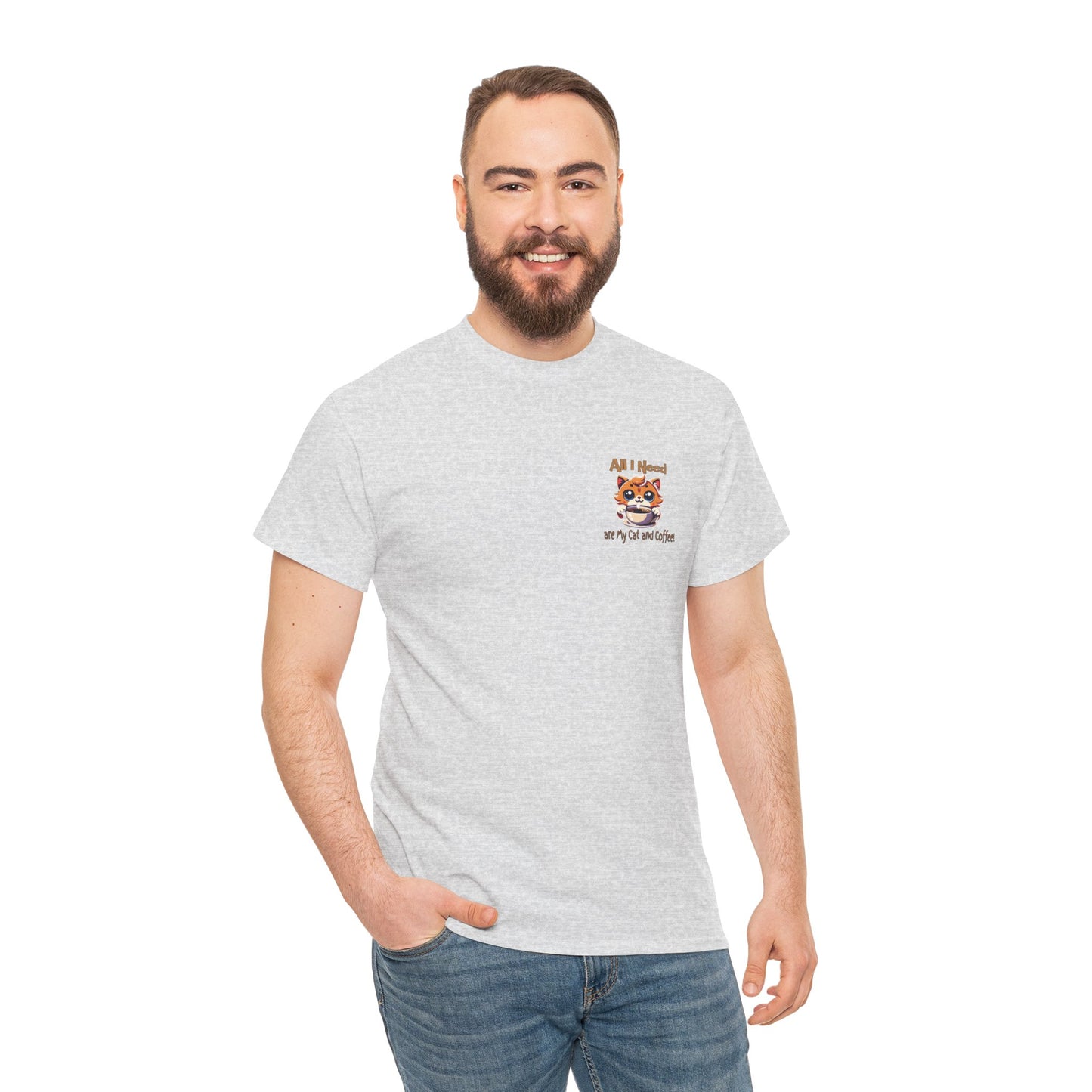 All I Need Are My Cat & Coffee Unisex Heavy Cotton Tee