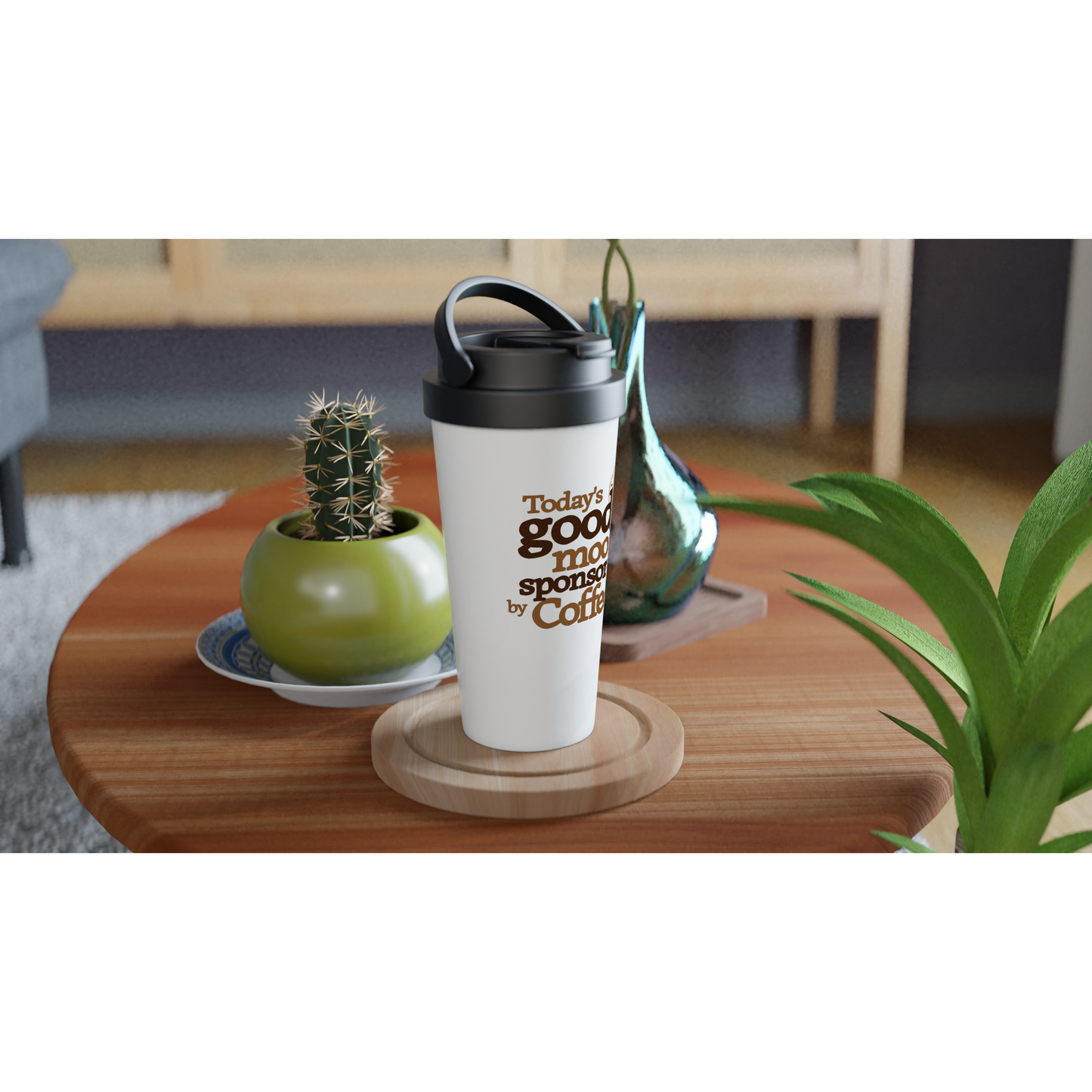 Today's Good Mood White 15oz Stainless Steel Travel Mug