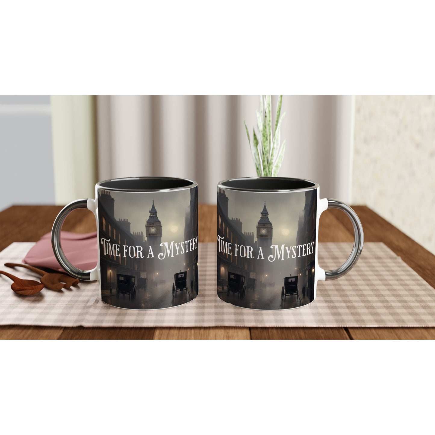 Time For a Mystery White 11oz Ceramic Mug with Color Inside - Java Good Coffee