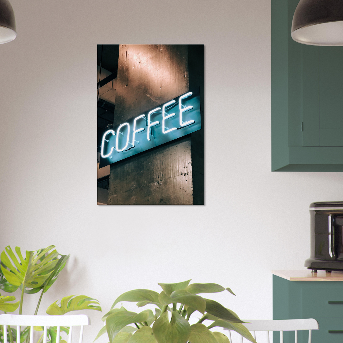 Neon Coffee Sign Canvas Wall Print on Java Good Coffee