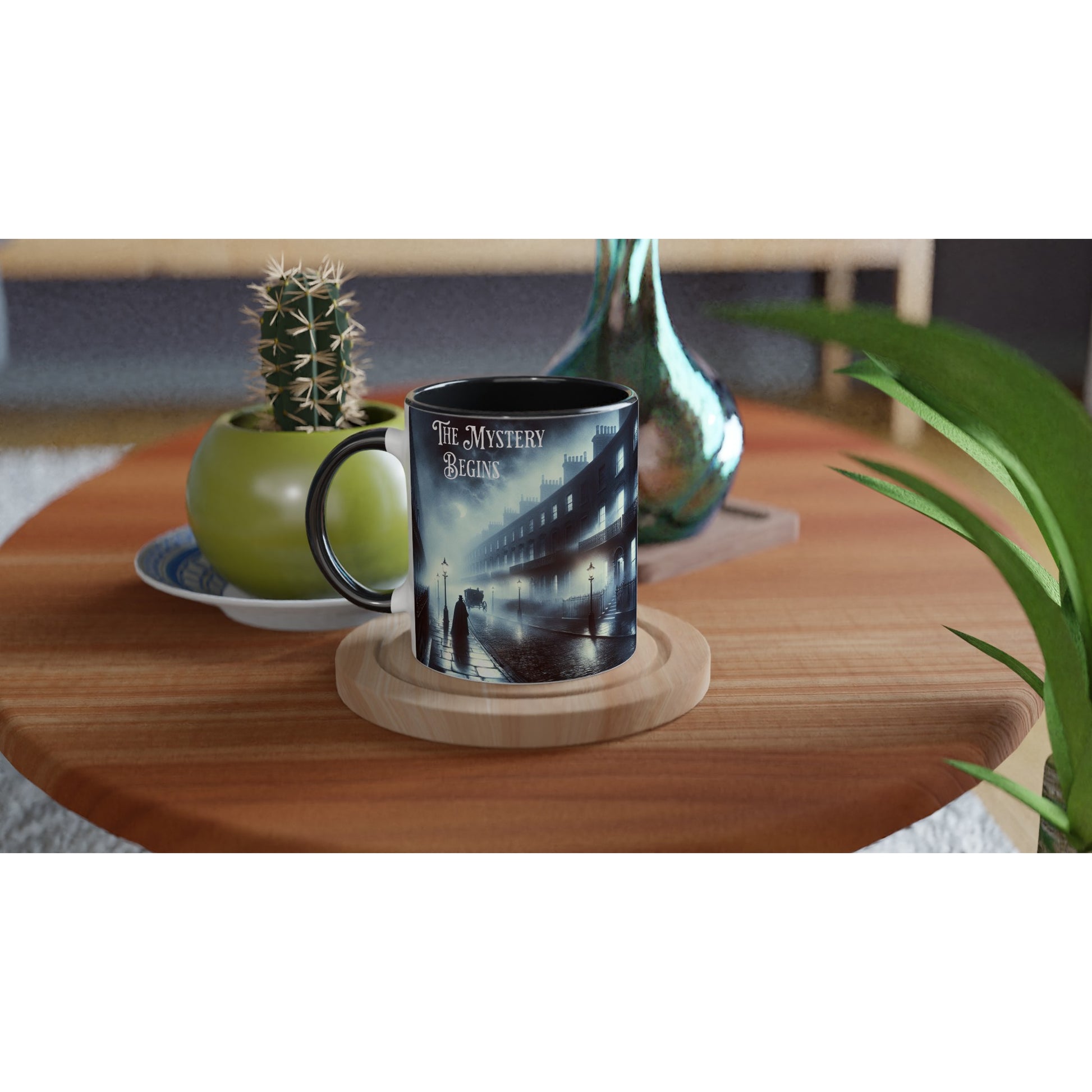 The Mystery Begins White 11oz Ceramic Mug with Color Inside - Java Good Coffee