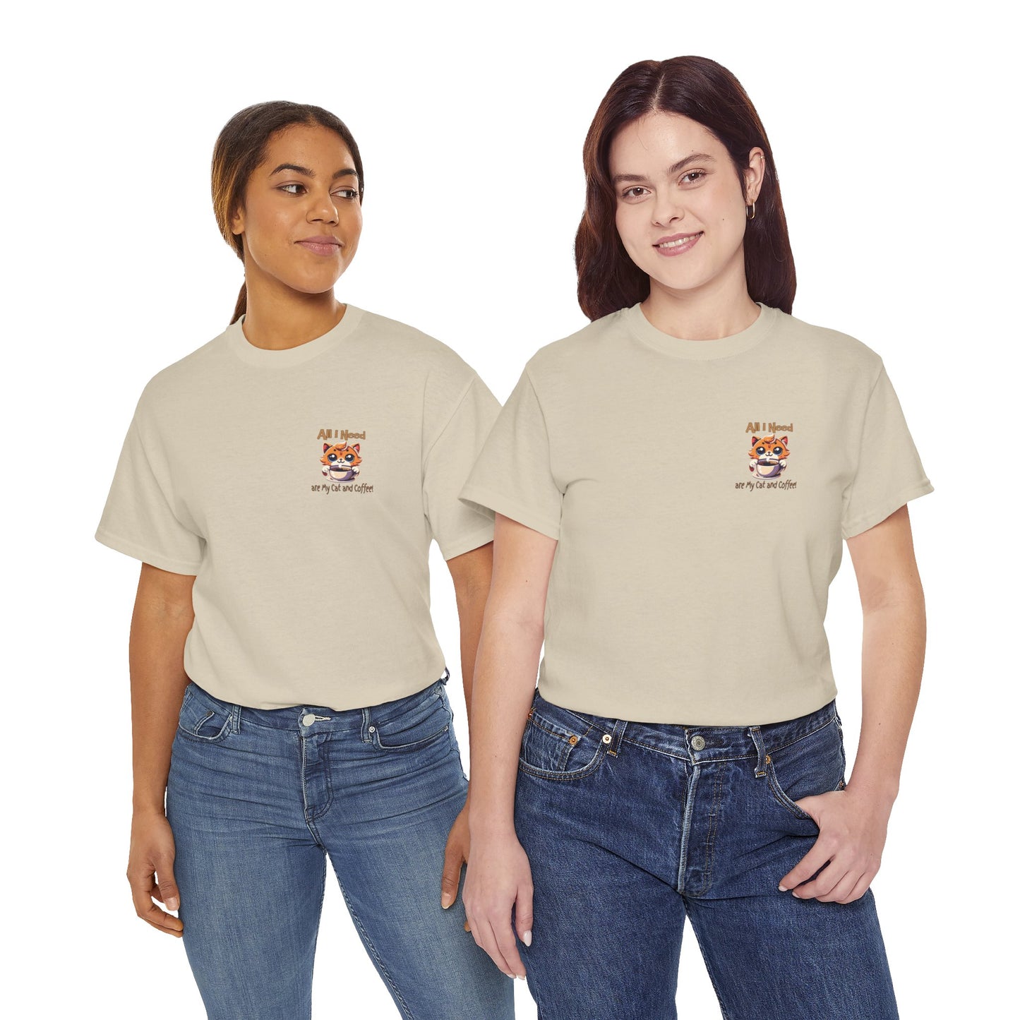 All I Need Are My Cat & Coffee Unisex Heavy Cotton Tee