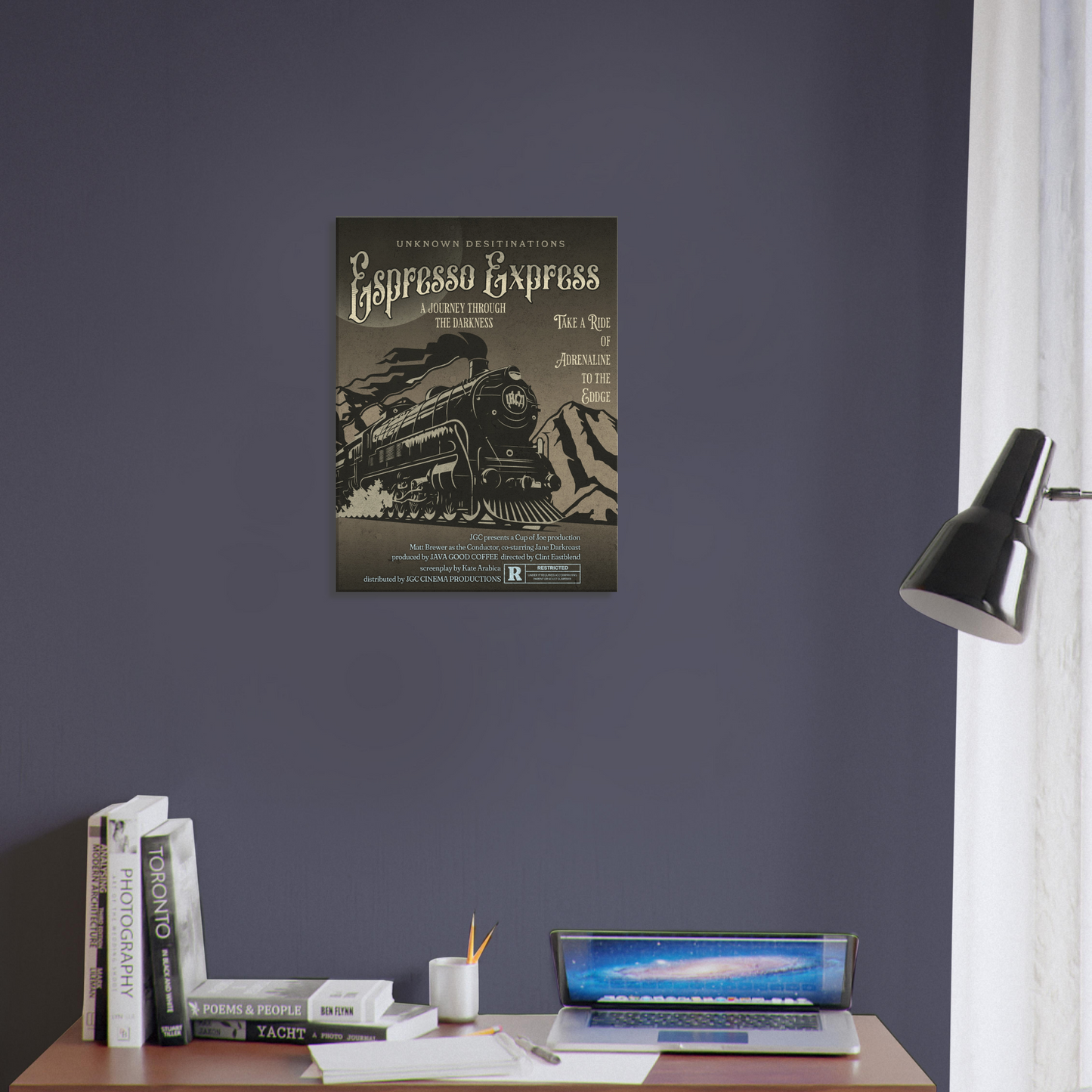 Espresso Express Faux Movie Poster Canvas Wall Print