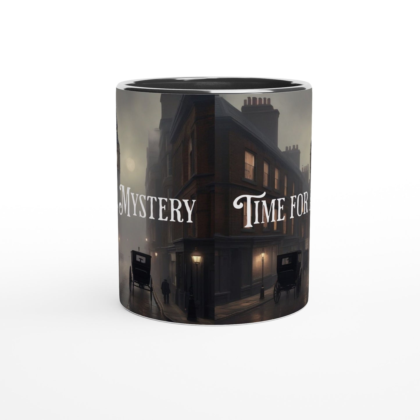 Time For a Mystery White 11oz Ceramic Mug with Color Inside Java Good Coffee