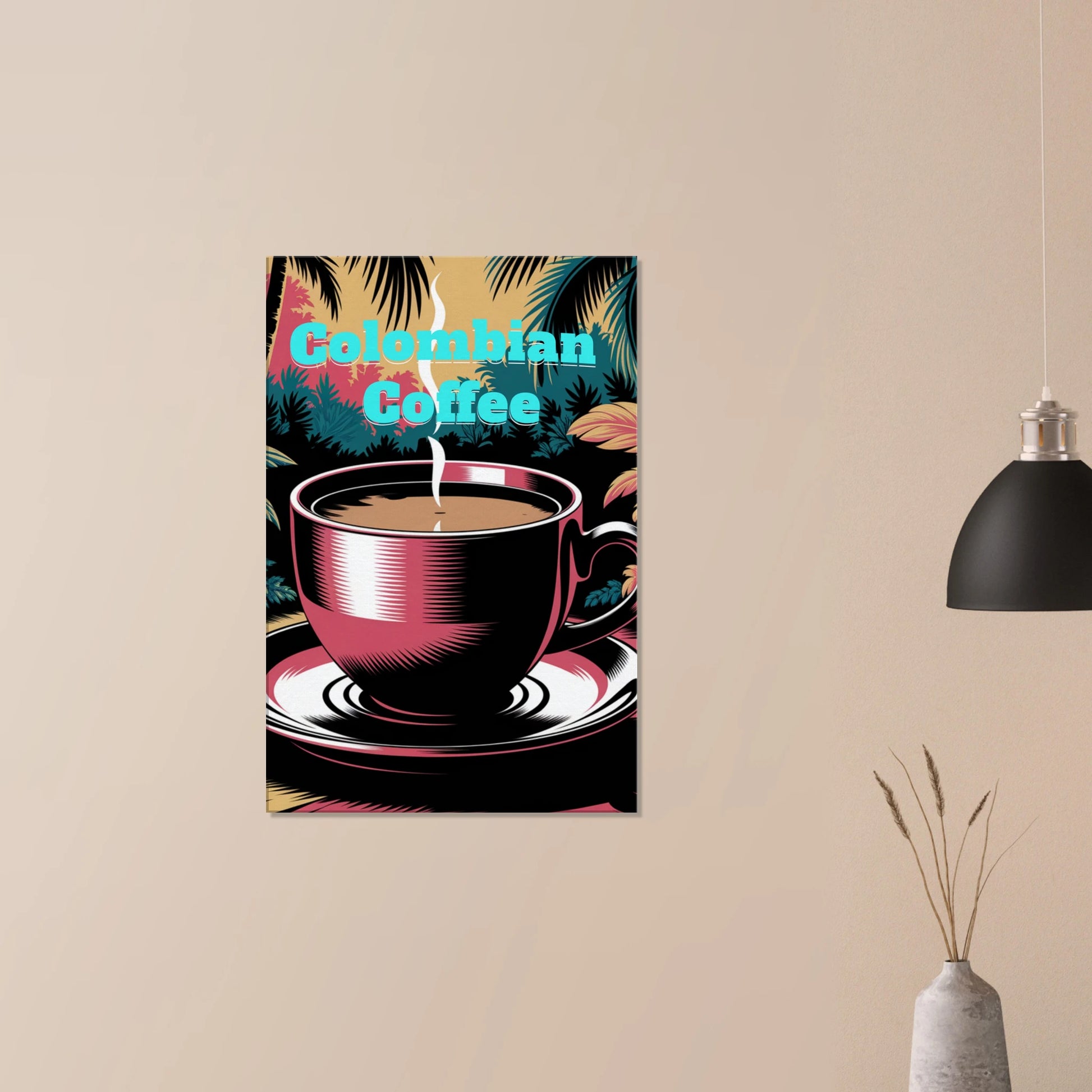 Colorful Colombian Coffee Canvas Wall Print on Java Good Coffee