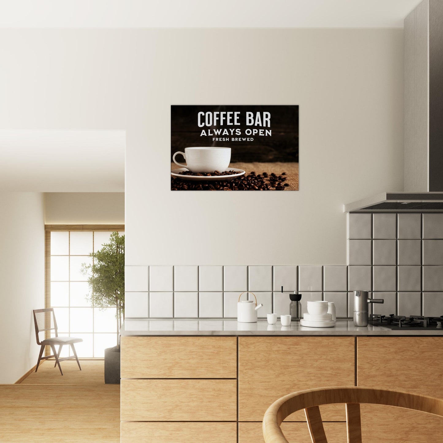 Coffee Bar Always Open Canvas Wall Print