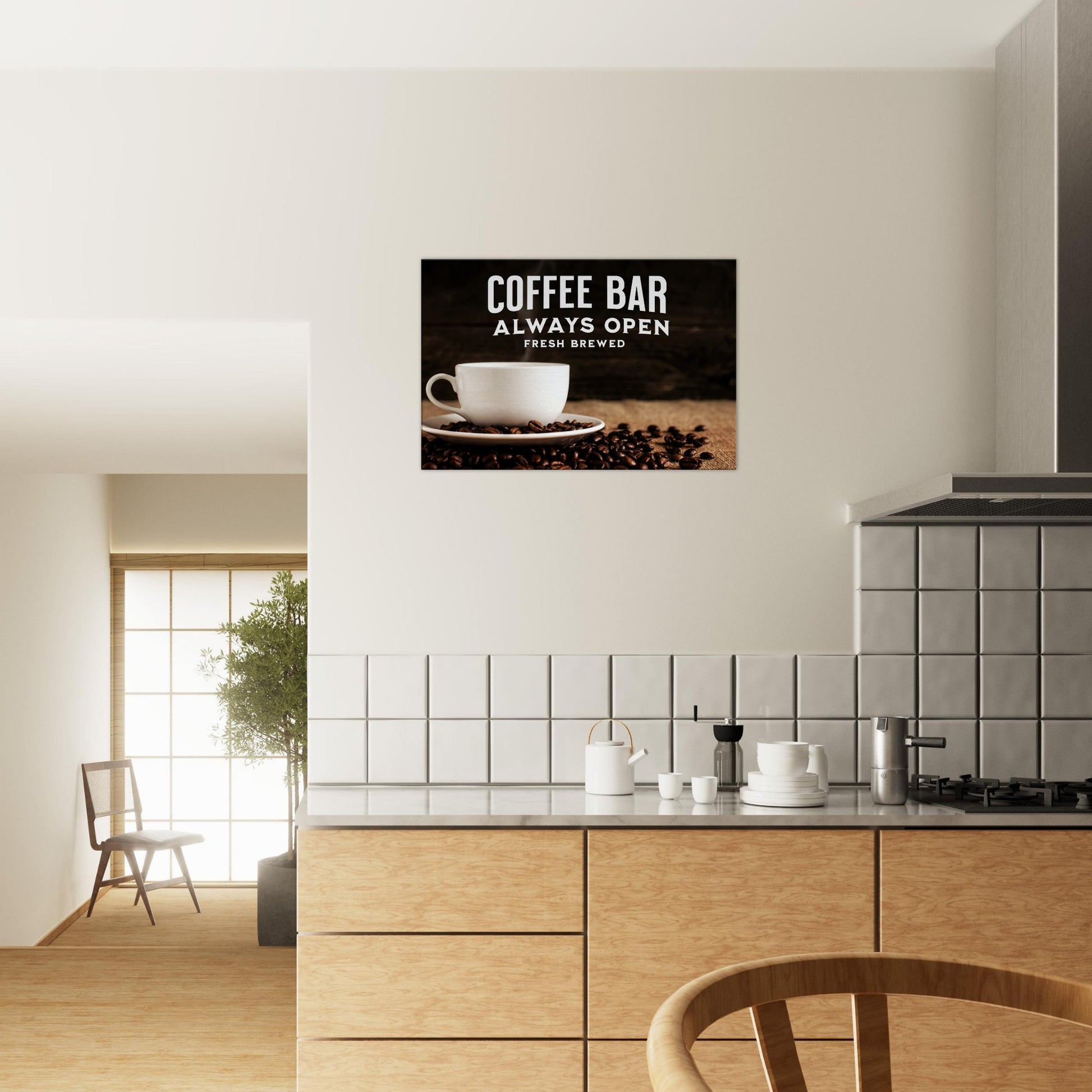 Coffee Bar Always Open Canvas Wall Print