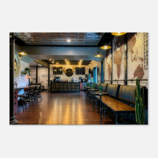 Globe Coffee Cafe Canvas Wall Print at Java Good Coffee