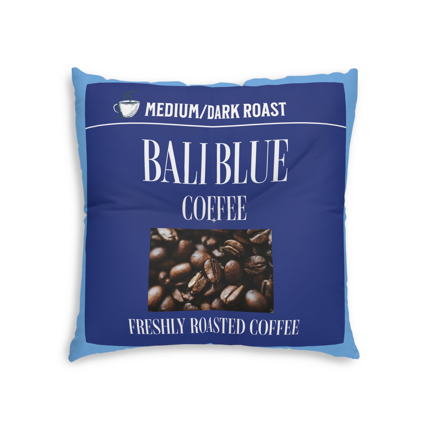 Bali Blue Coffee Tufted Floor Pillow, Square on Java Good Coffee