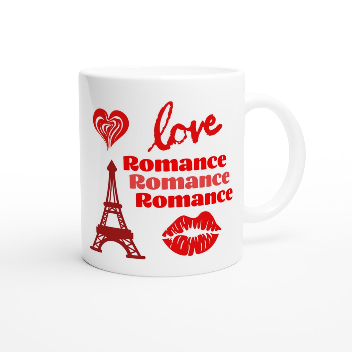 Love Romance White 11oz Ceramic Mug by Java Good Coffee