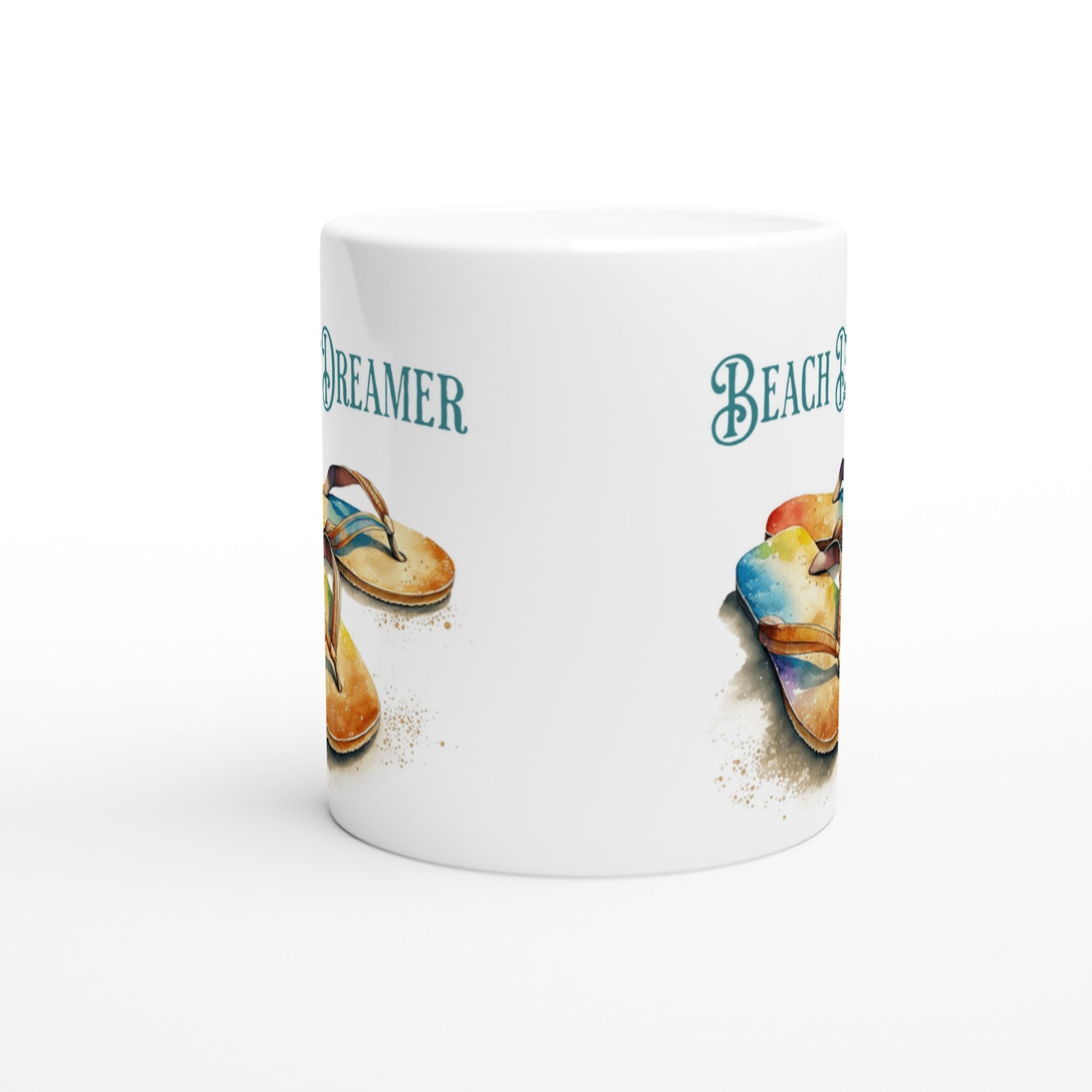 Beach Dreamer Flip Flop White 11oz Ceramic Mug  Java Good Coffee