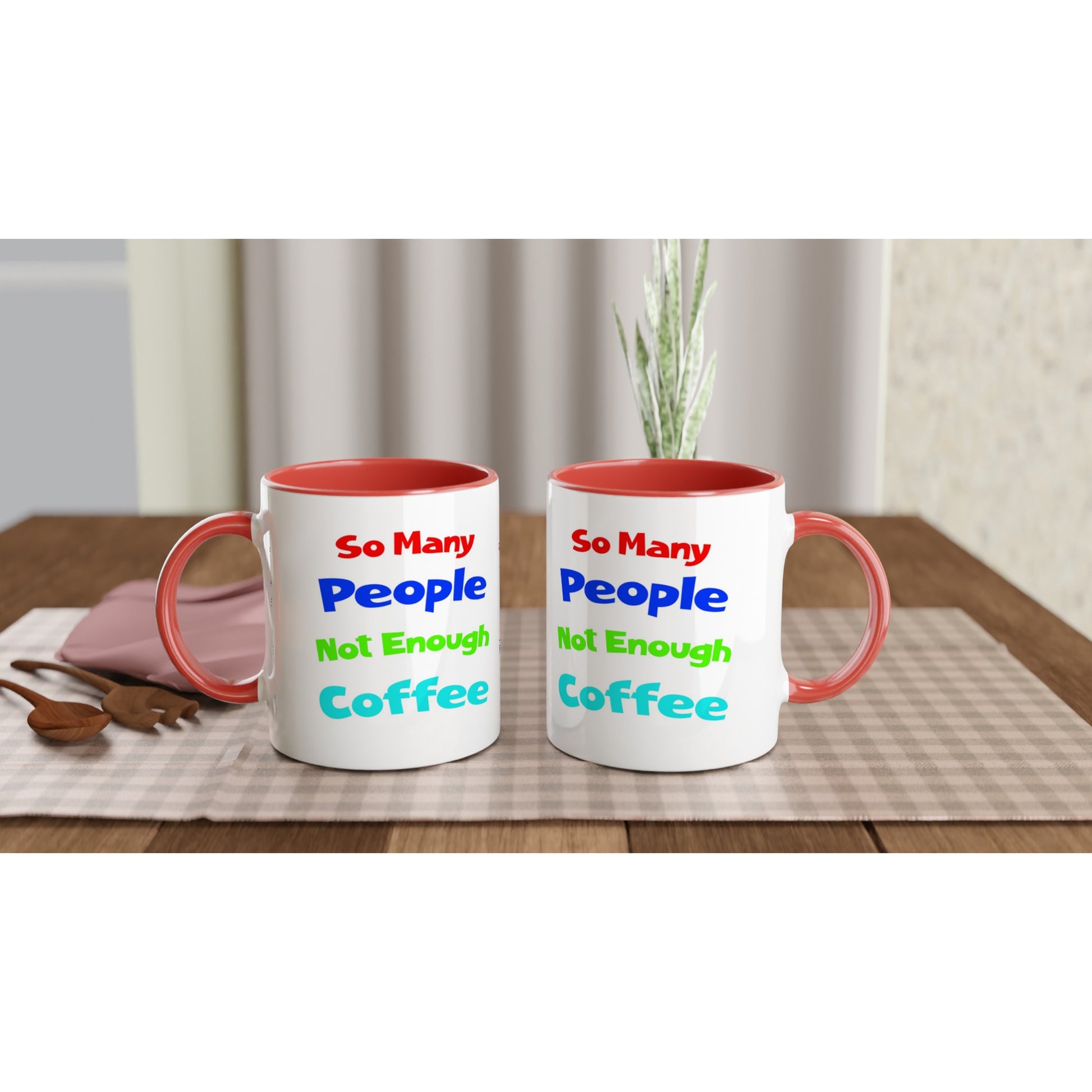So Many People 11oz Red Ceramic Mug  Java Good Coffee