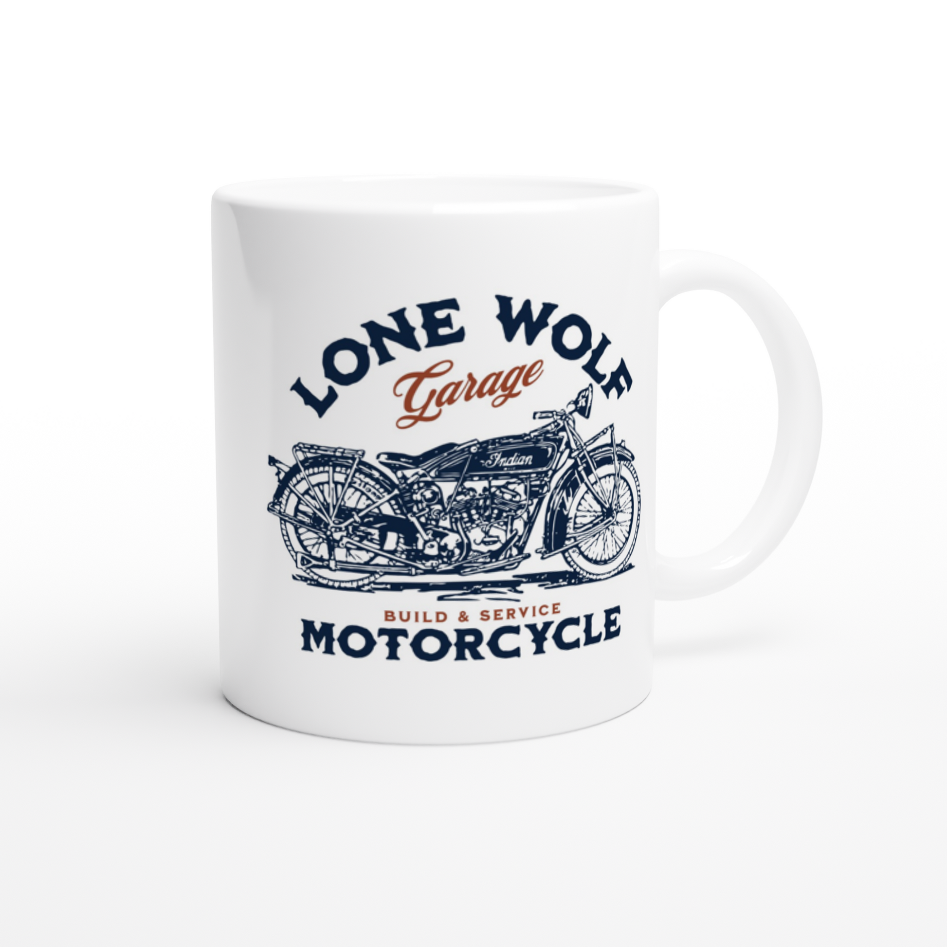 Lone Wolf Garage White 11oz Ceramic Mug on Java Good Coffee