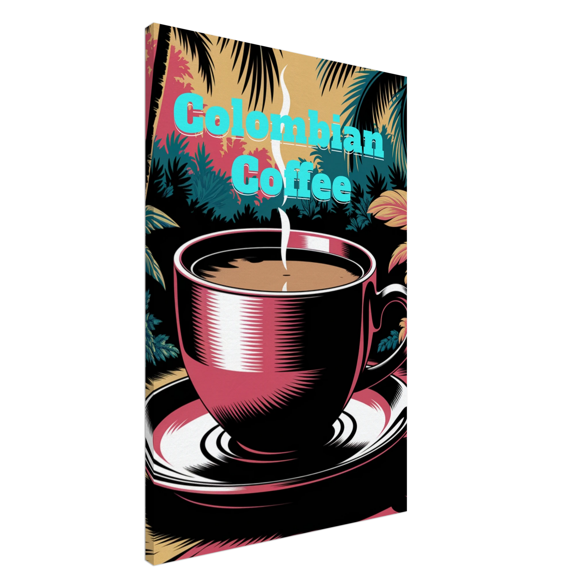 Colorful Colombian Coffee Canvas Wall Print Java Good Coffee