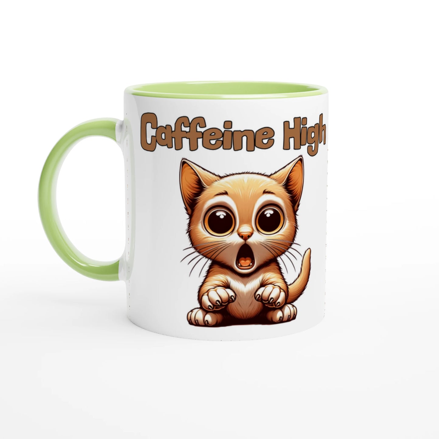 Caffeine High White 11oz Ceramic Mug with Color Inside by Java Good Coffee