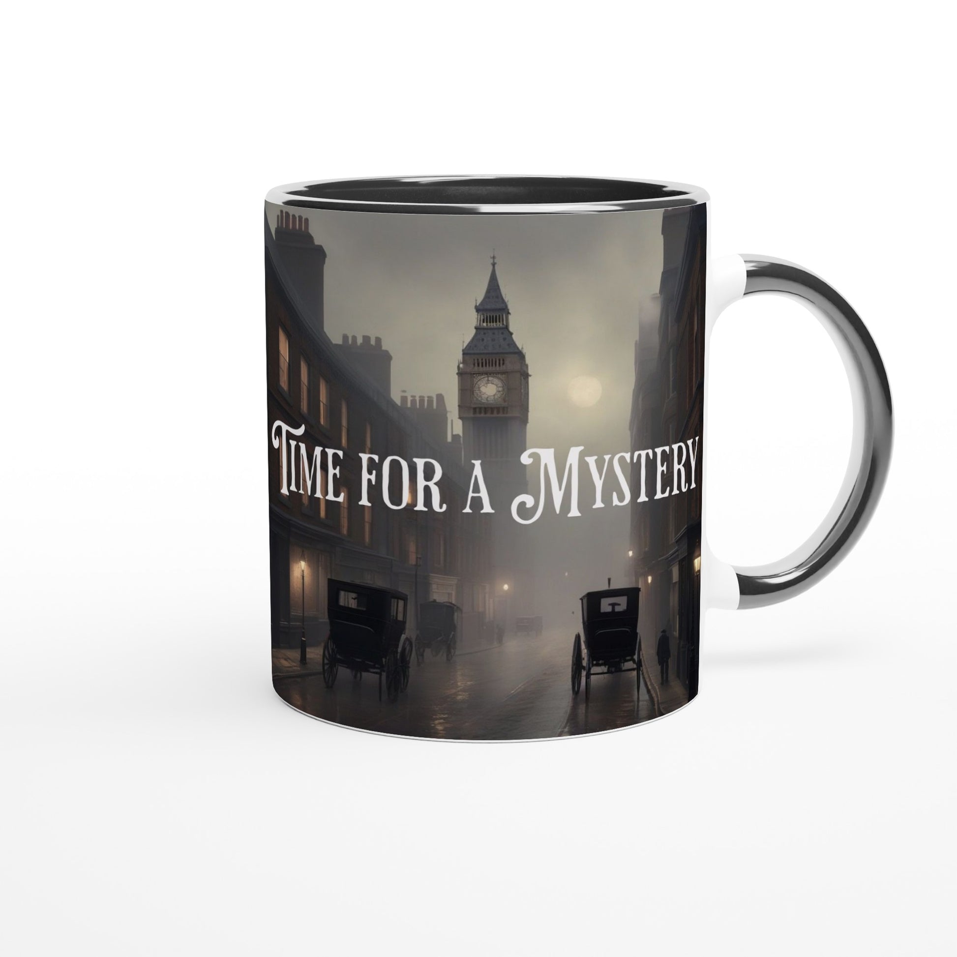 Time For a Mystery White 11oz Ceramic Mug with Color Inside by Java Good Coffee