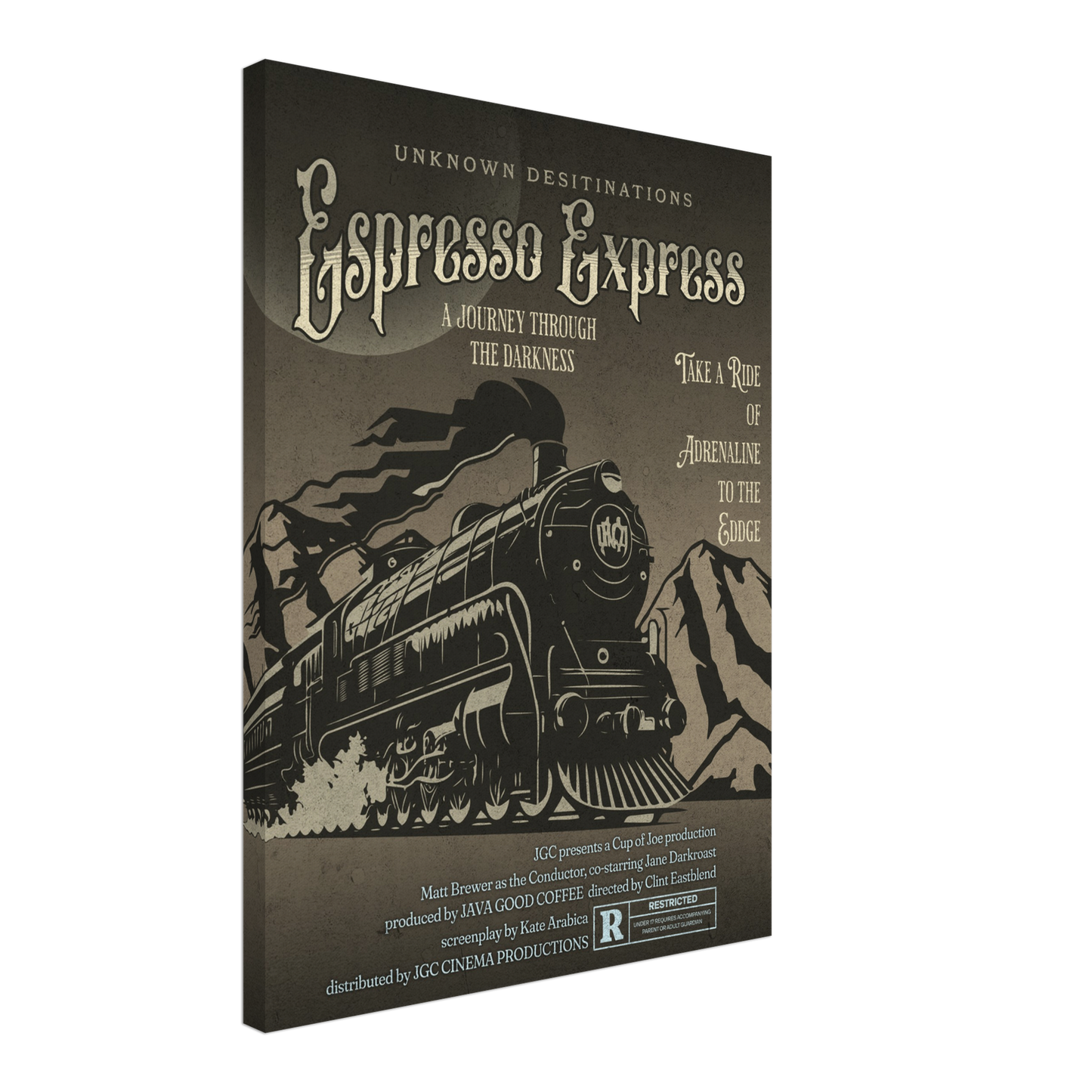 Espresso Express Faux Movie Poster Canvas Wall Print