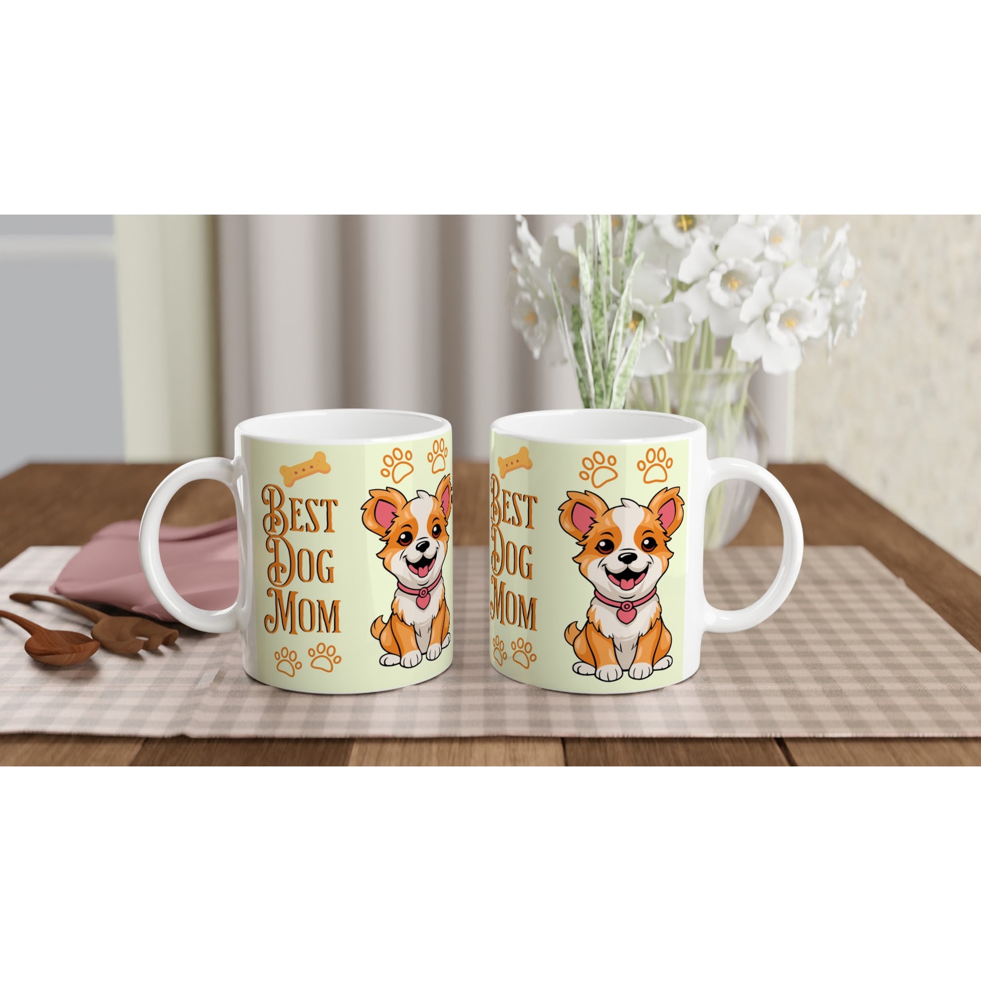 Best Dogs Mom White 11oz Ceramic Mug on Java Good Coffee