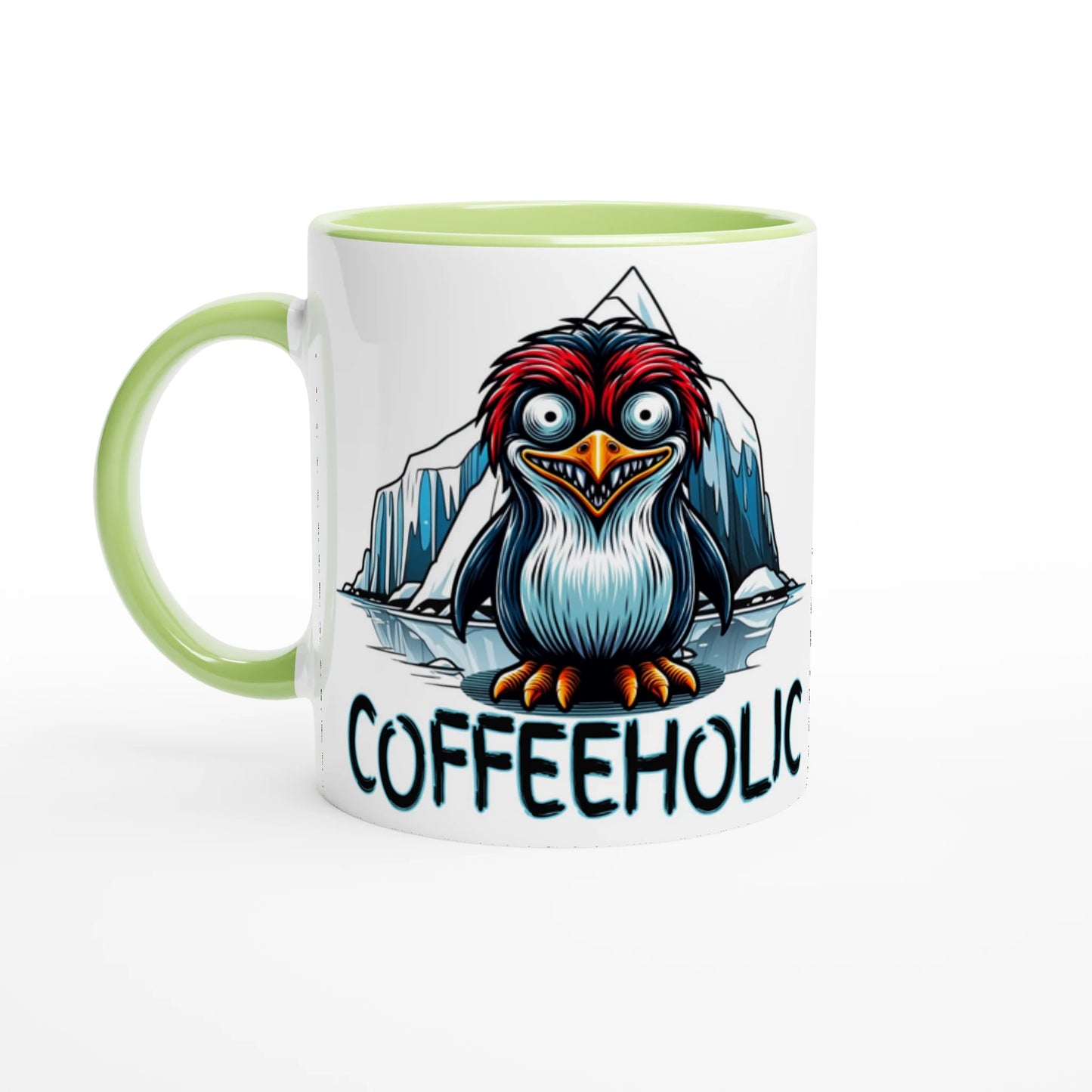 Coffeeholic Penguin White 11oz Ceramic Mug with Color Inside - Java Good Coffee