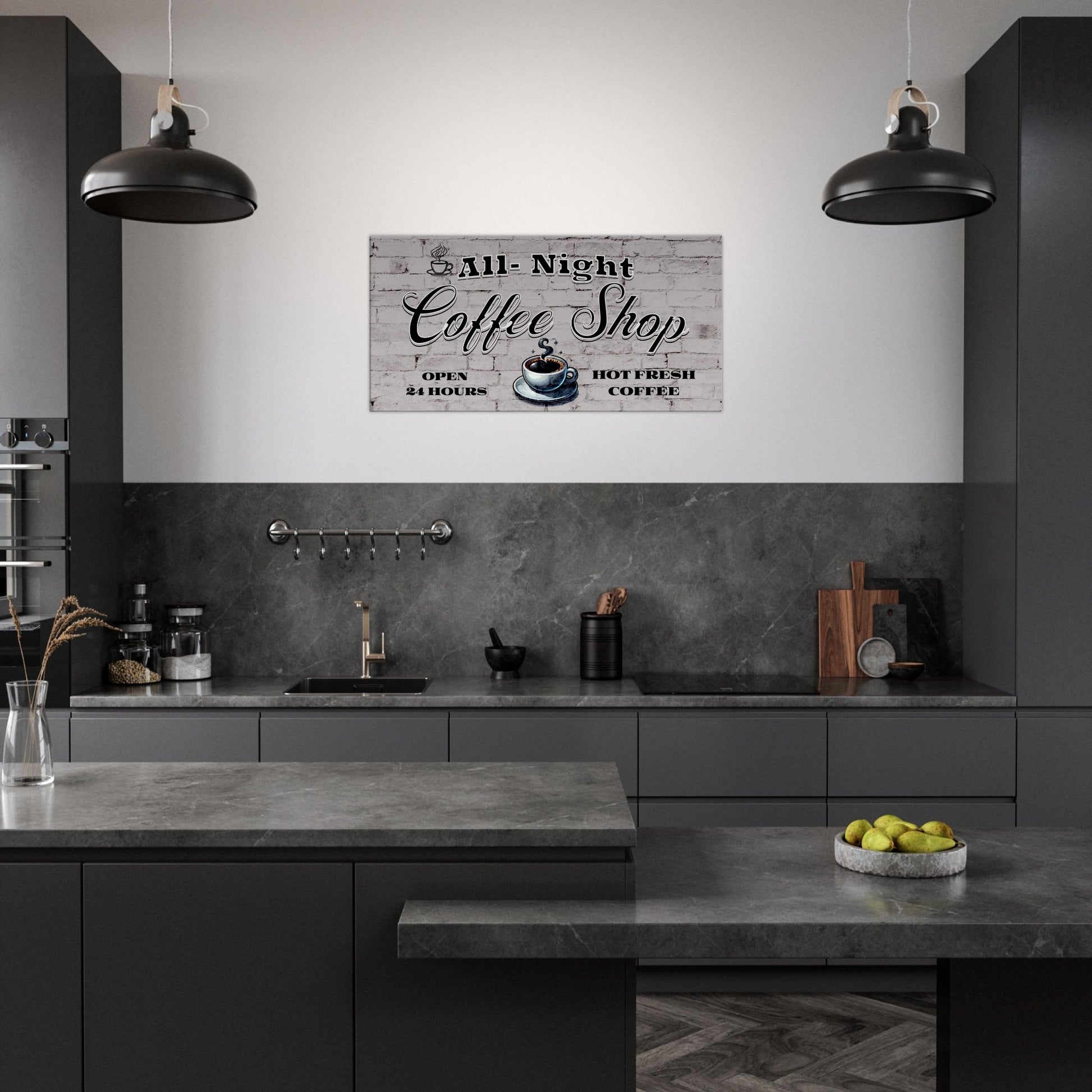 All-Night Coffee Shop Canvas Wall Print on Java Good Coffee