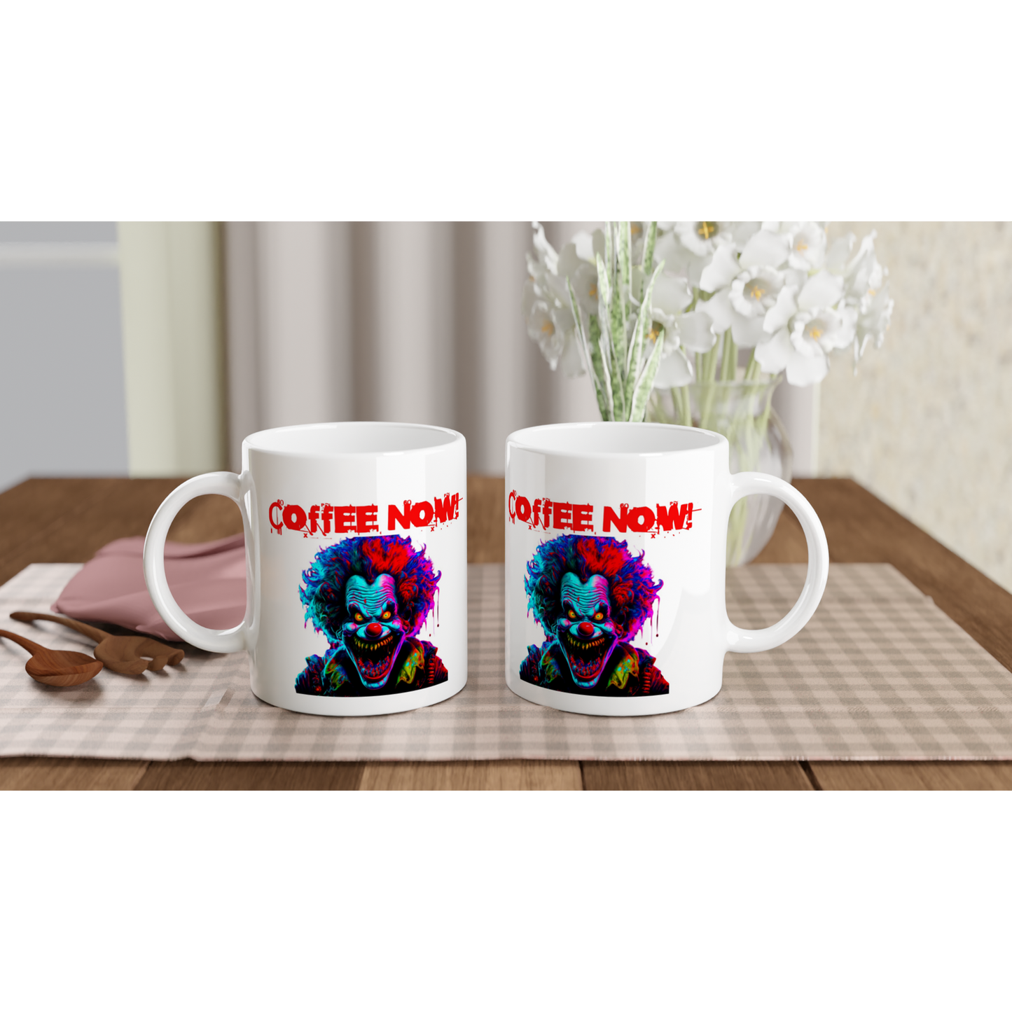 Clown Coffee Now White 11oz Ceramic Mug