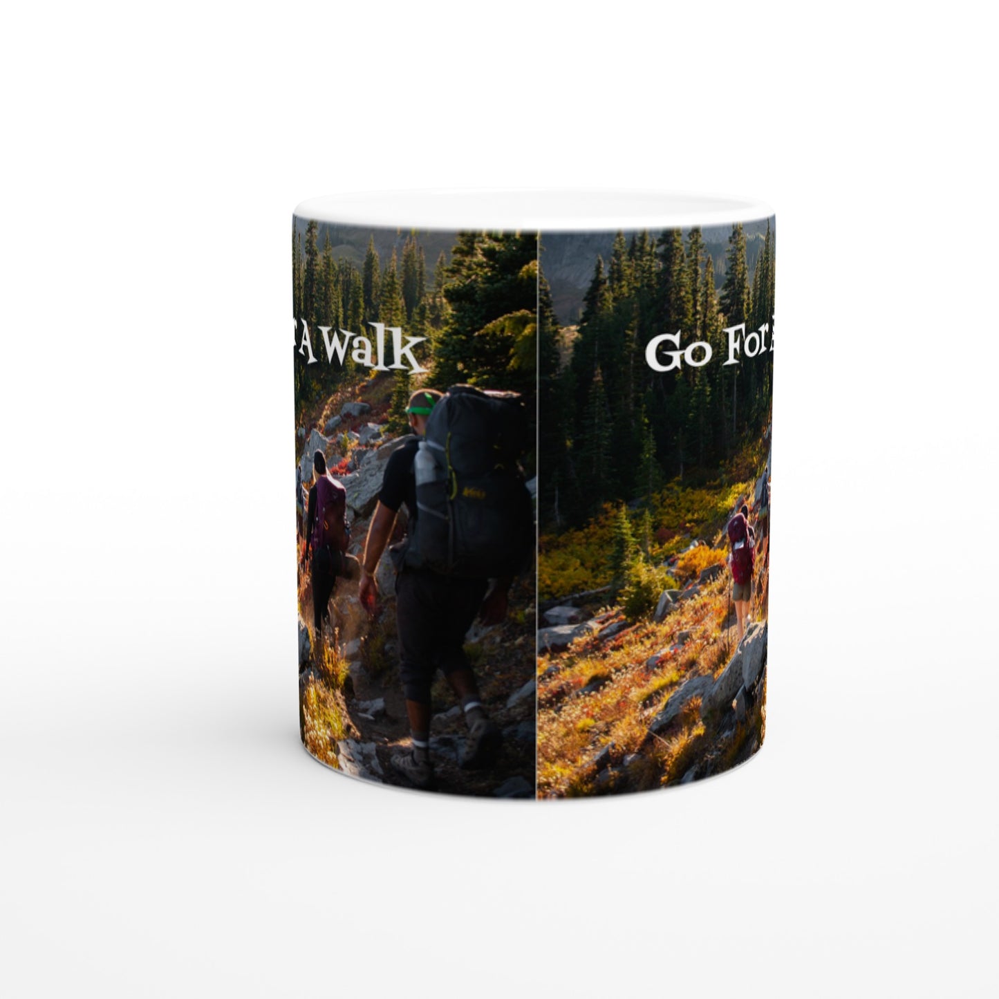 Go For A Walk White 11oz Ceramic Mug on Java Good Coffee