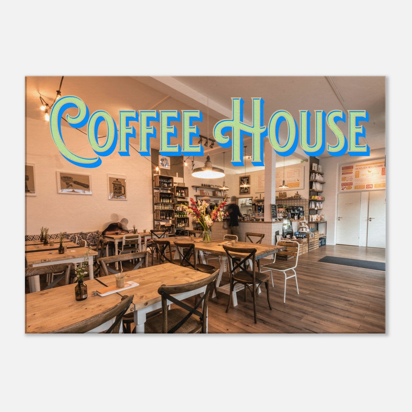 Coffee House Shop Canvas Wall Print on Java Good Coffee