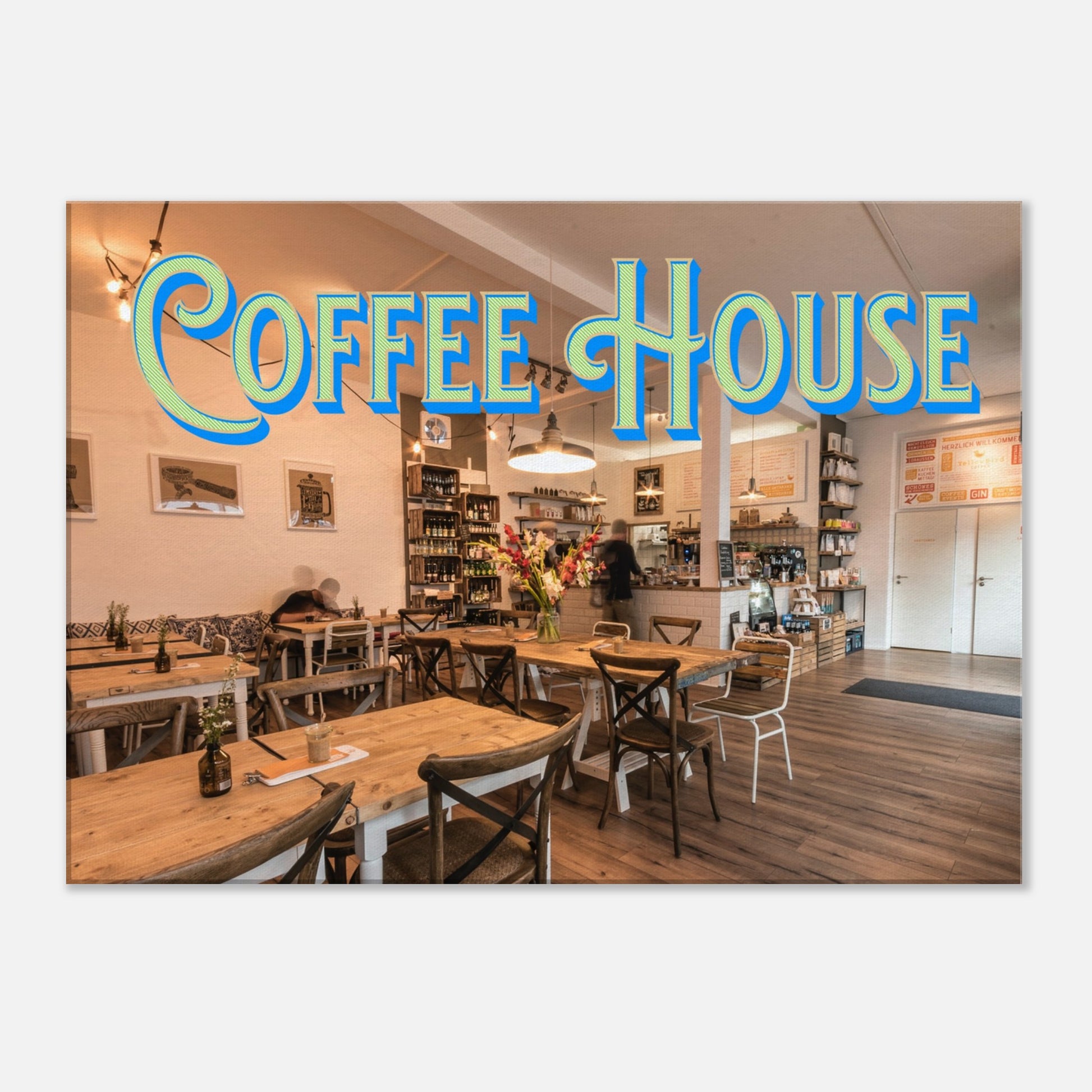 Coffee House Shop Canvas Wall Print on Java Good Coffee