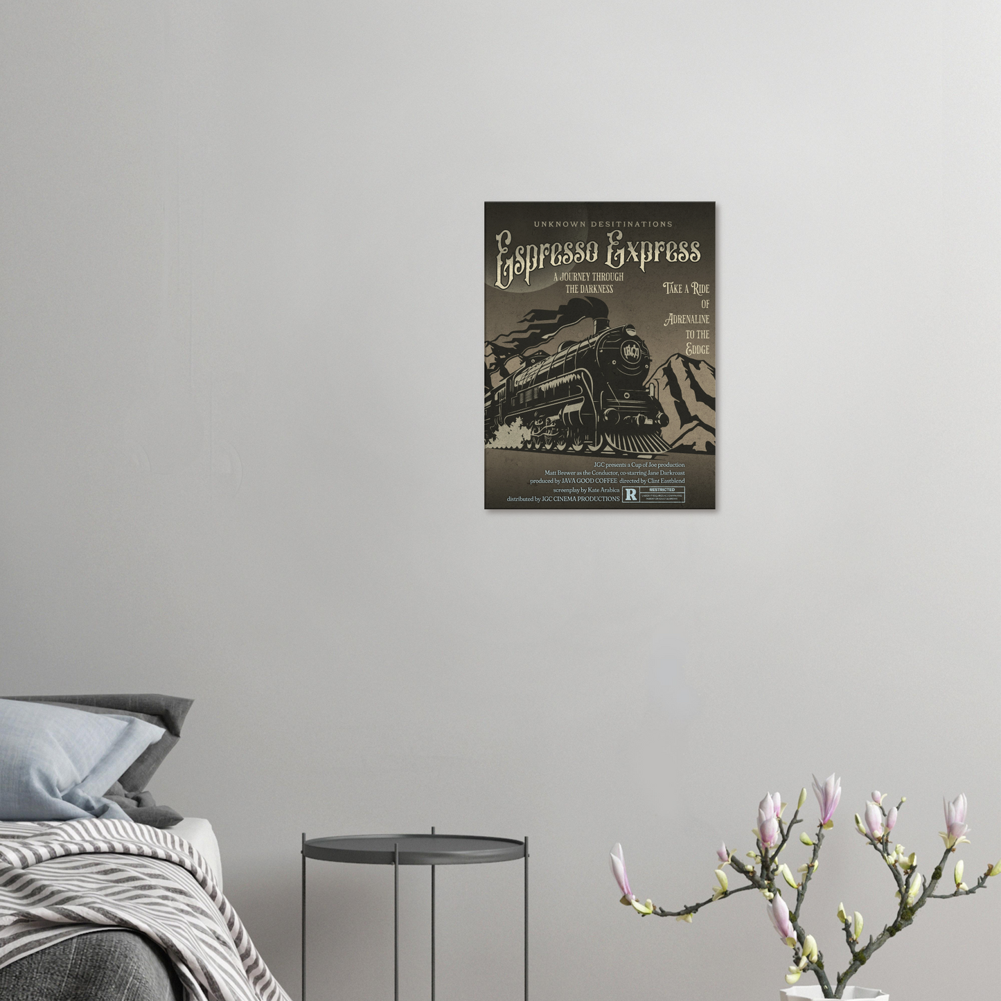 Espresso Express Faux Movie Poster Canvas Wall Print