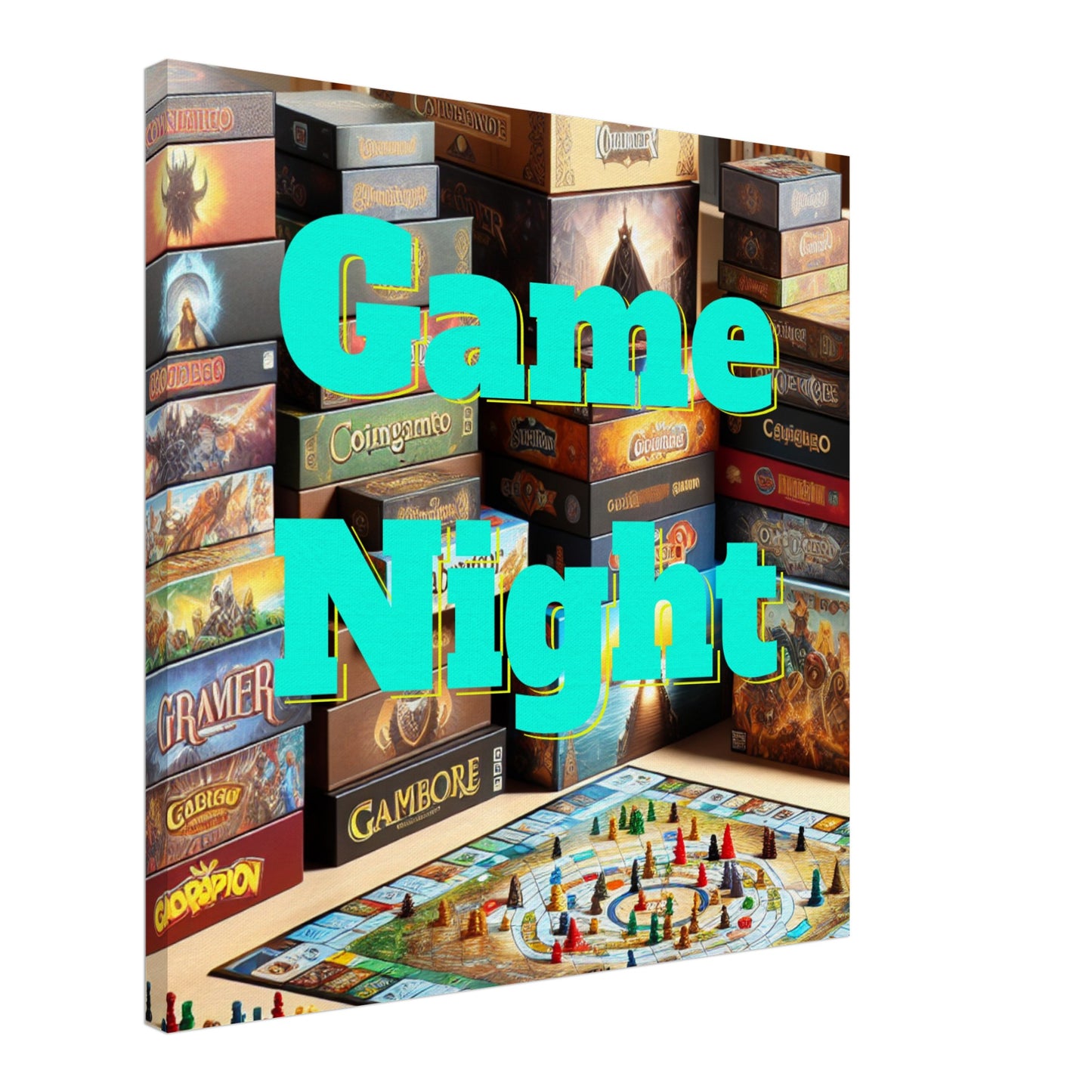 Game Night Square Canvas Wall Print Java Good Coffee