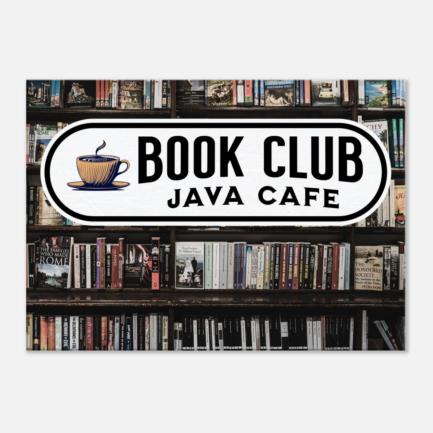 Book Club Java Cafe Canvas Wall Print at Java Good Coffee