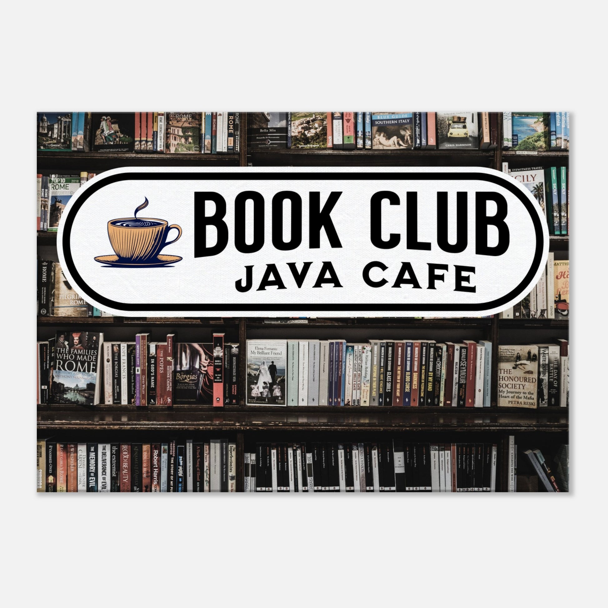 Book Club Java Cafe Canvas Wall Print at Java Good Coffee