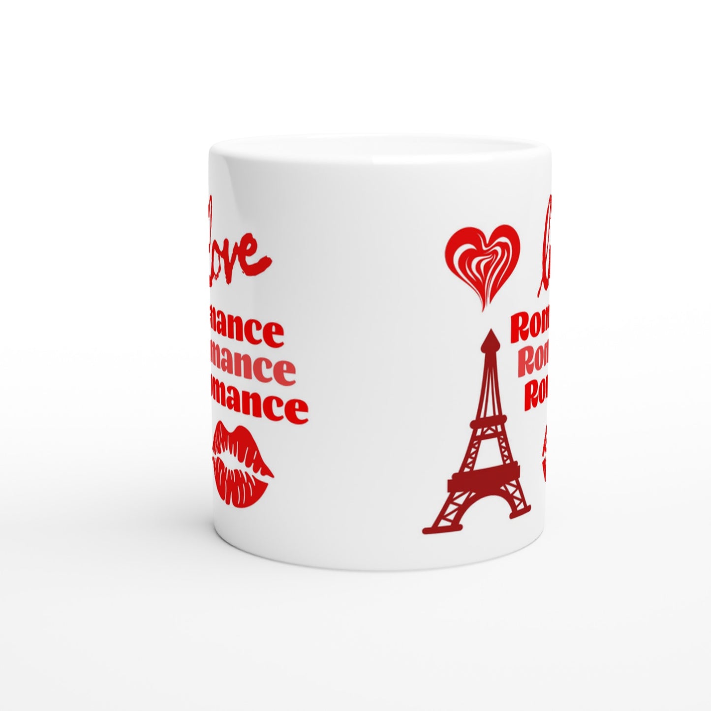 Love Romance White 11oz Ceramic Mug Java Good Coffee