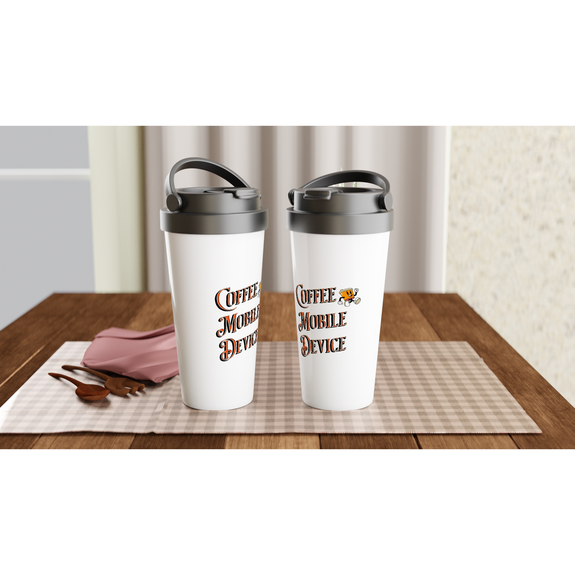 Coffee Mobile Device White 15oz Stainless Steel Travel Mug at Java Good Coffee