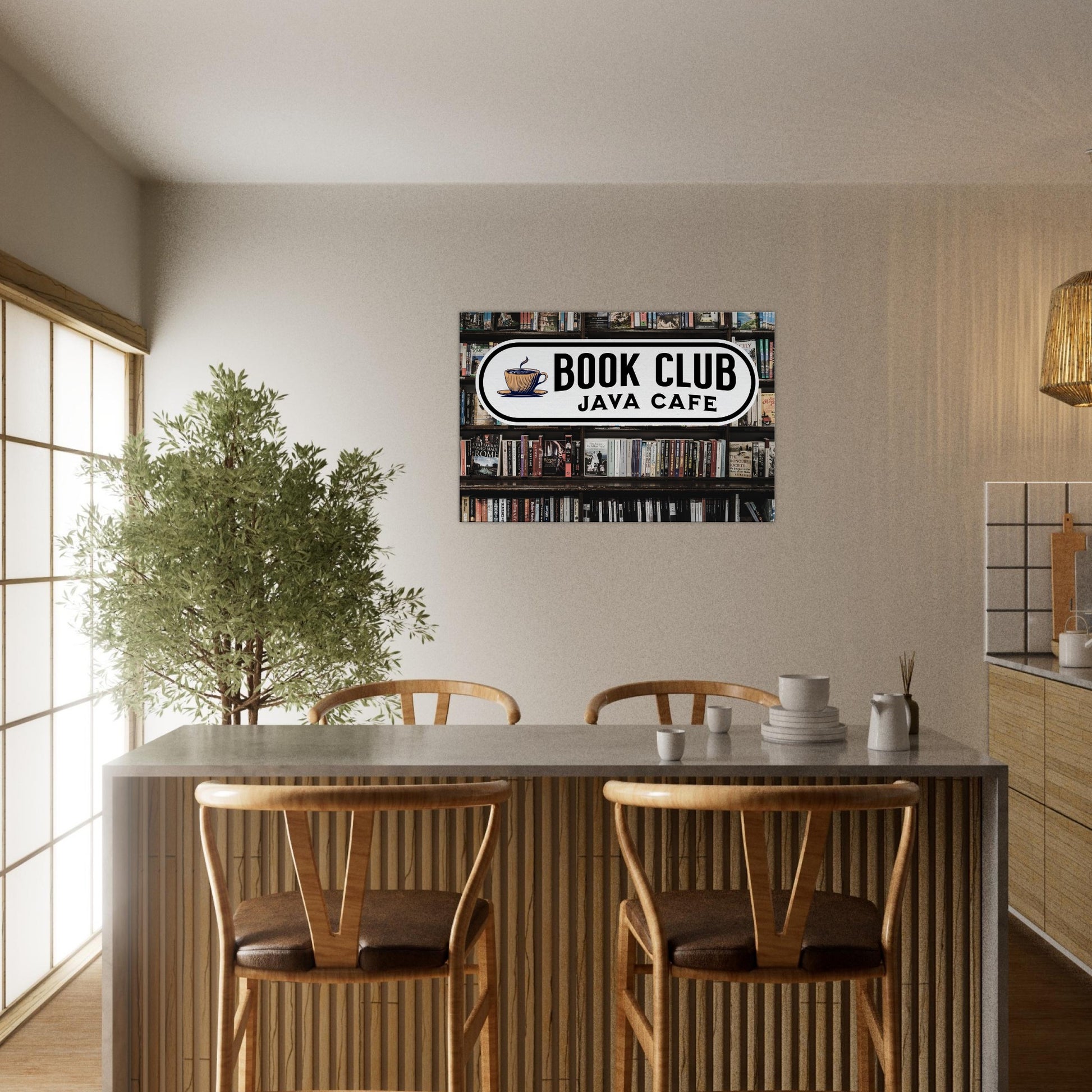 Book Club Java Cafe Canvas Wall Print on Java Good Coffee