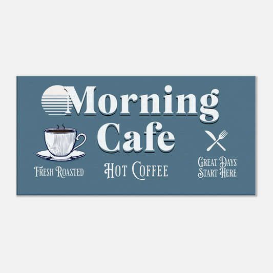 Blue Morning Cafe Canvas Wall Print