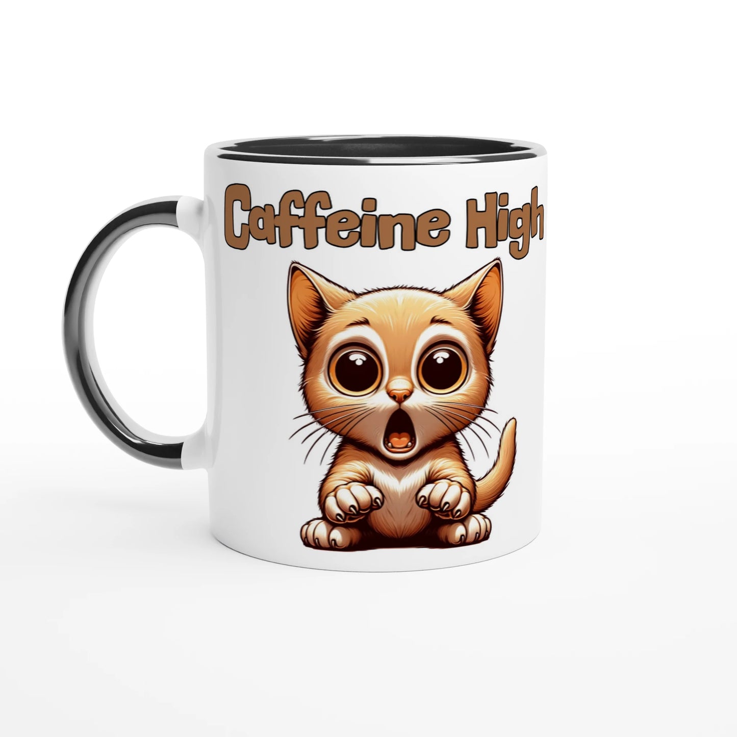 Caffeine High White 11oz Ceramic Mug with Color Inside - Java Good Coffee