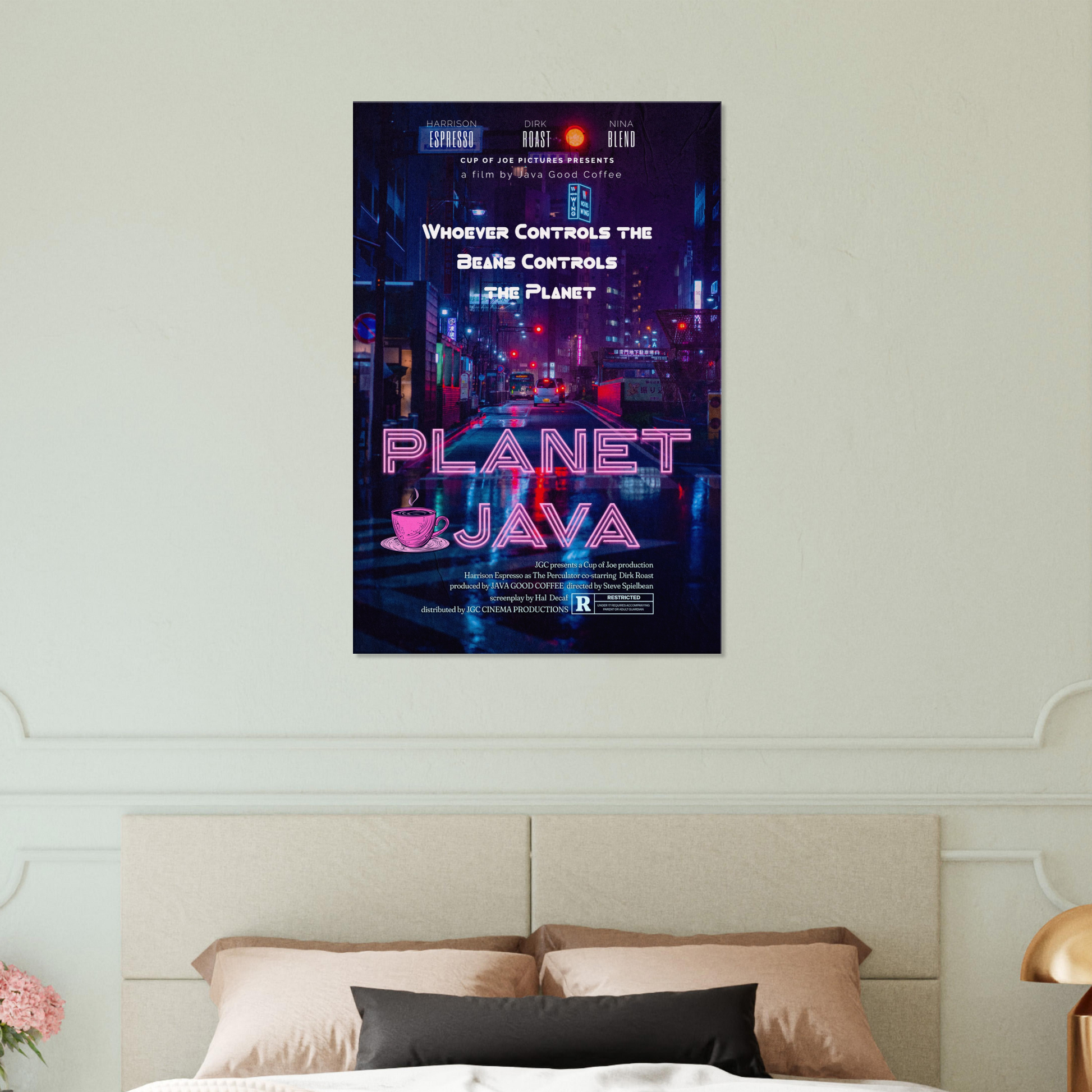 Planet Java Movie Canvas Wall Print on Java Good Coffee