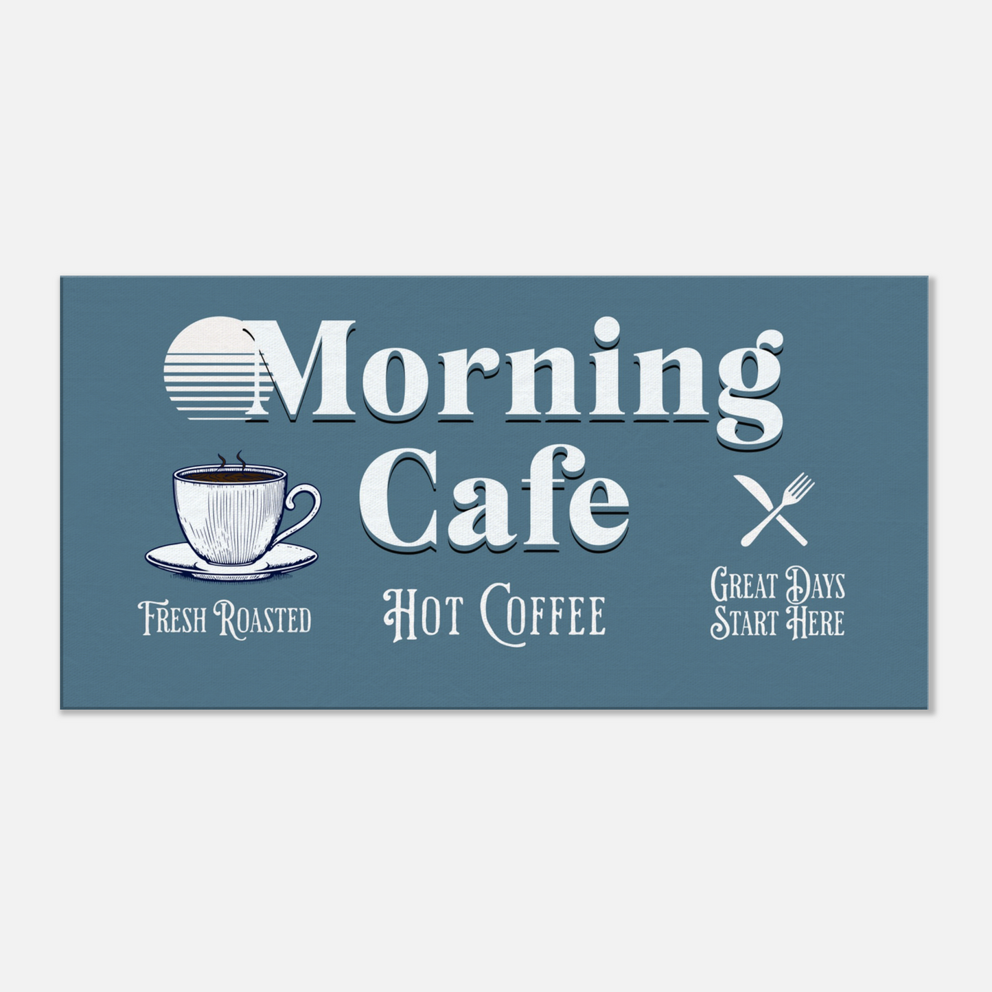 Blue Morning Cafe Canvas Wall Print