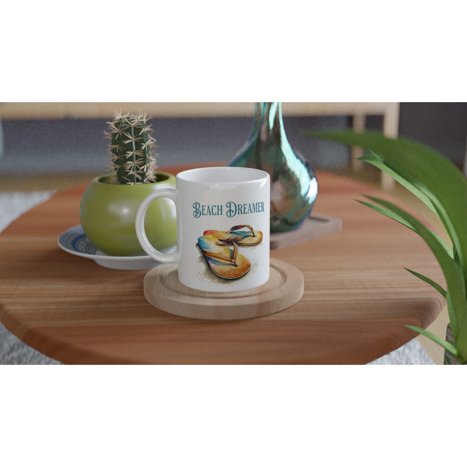  Beach Dreamer Flip Flop White 11oz Ceramic Mug - Java Good Coffee