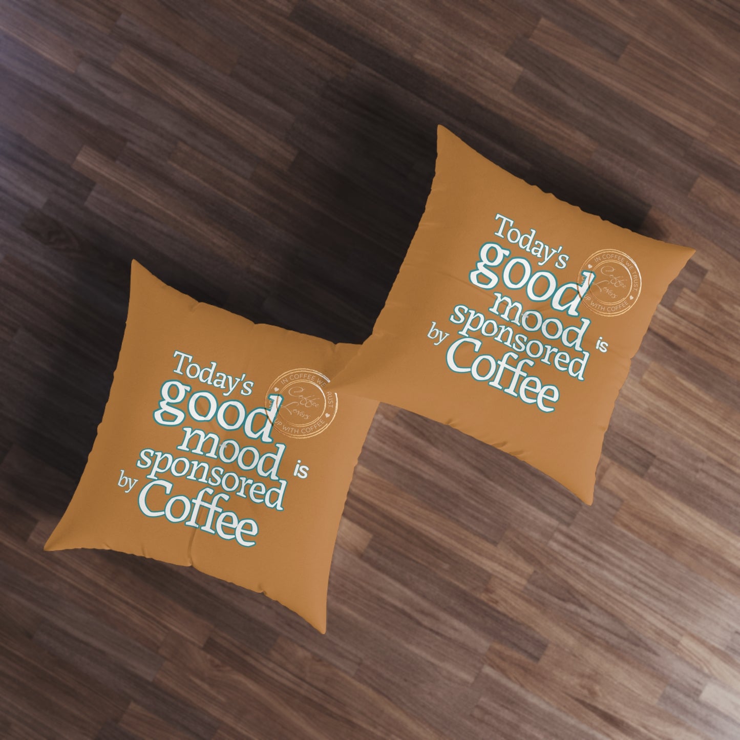 Today's Good Mood Tufted Floor Pillow, Square - Java Good Coffee